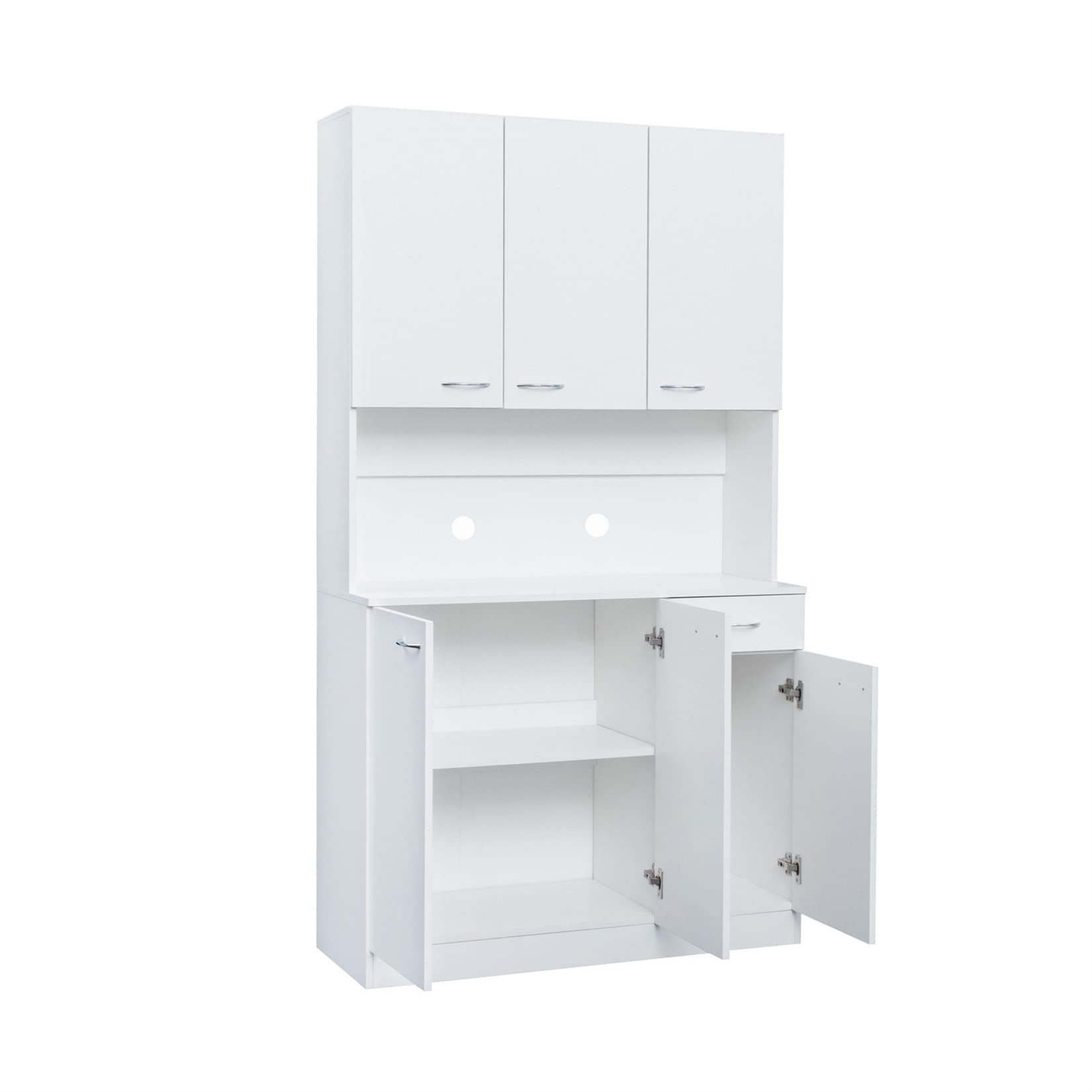 Bellemave 6-Door Kitchen Pantry Storage Cabinet with Adjustable Shelves, Freestanding Buffet Hutch & Microwave Stand with Drawer - White | Perfect for Home, Office & Small Space Organization