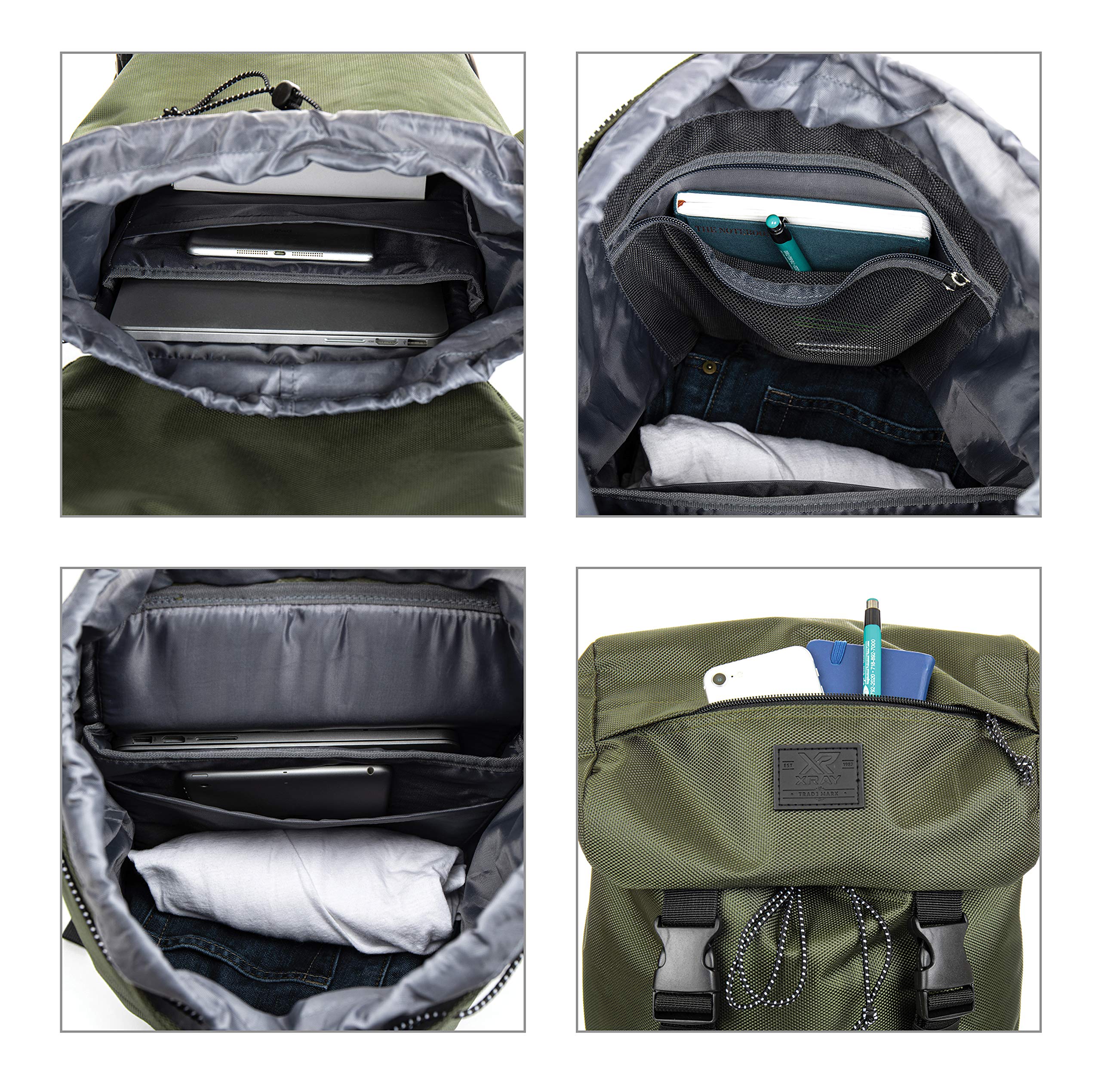 X RAY Canvas Rucksack Backpack - 19L Adjustable Travel Bag for Men & Women | Fits 15.6 Inch Laptop | Perfect for Weekend Trips, Commuting & Daily Use - Black