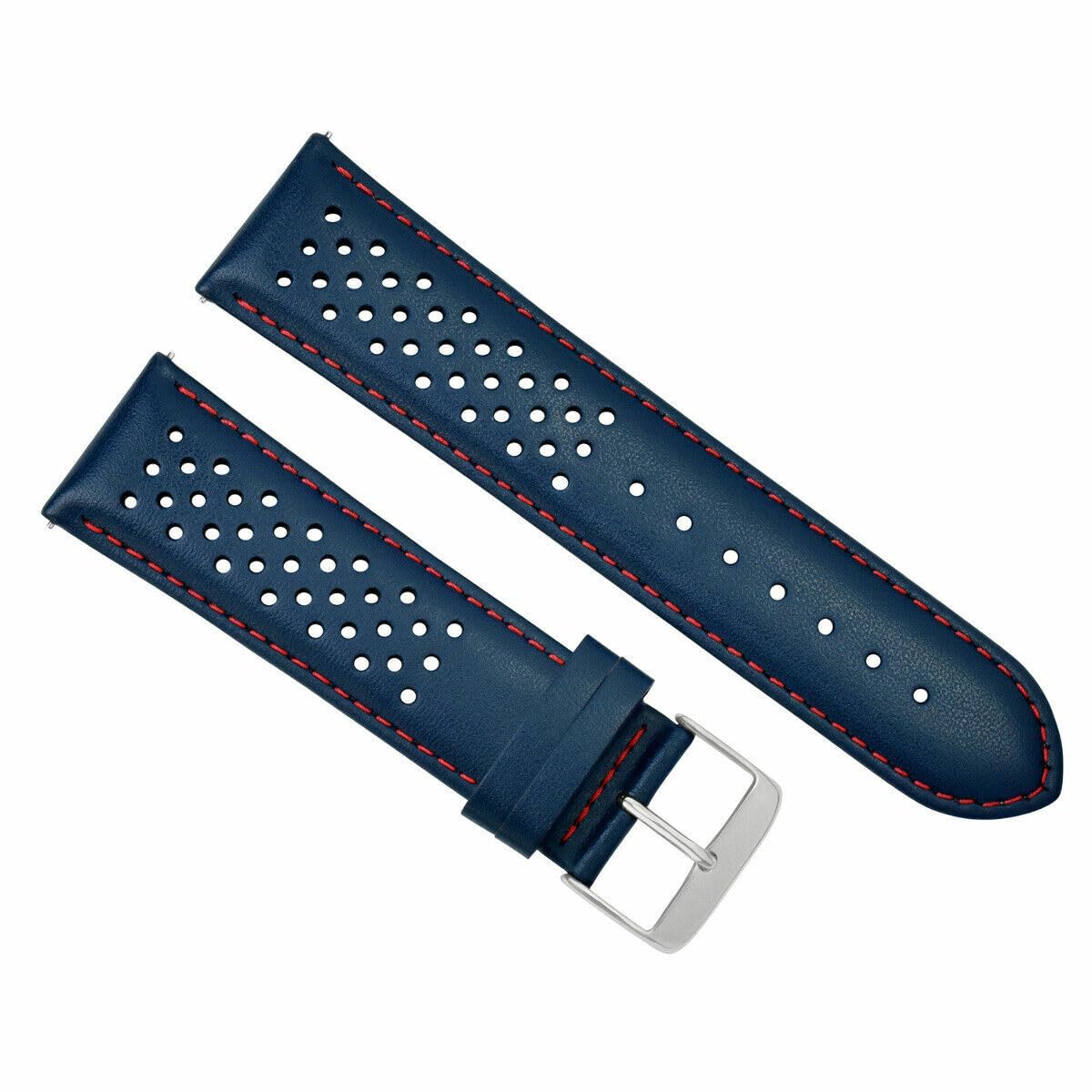 22mm Perforated Genuine Leather Watch Band Strap - Quick Release Compatible with TAG Heuer Carrera (Blue) - Premium Replacement for Sports & Dress Watches - Perfect for Casual, Business & Formal Occasions