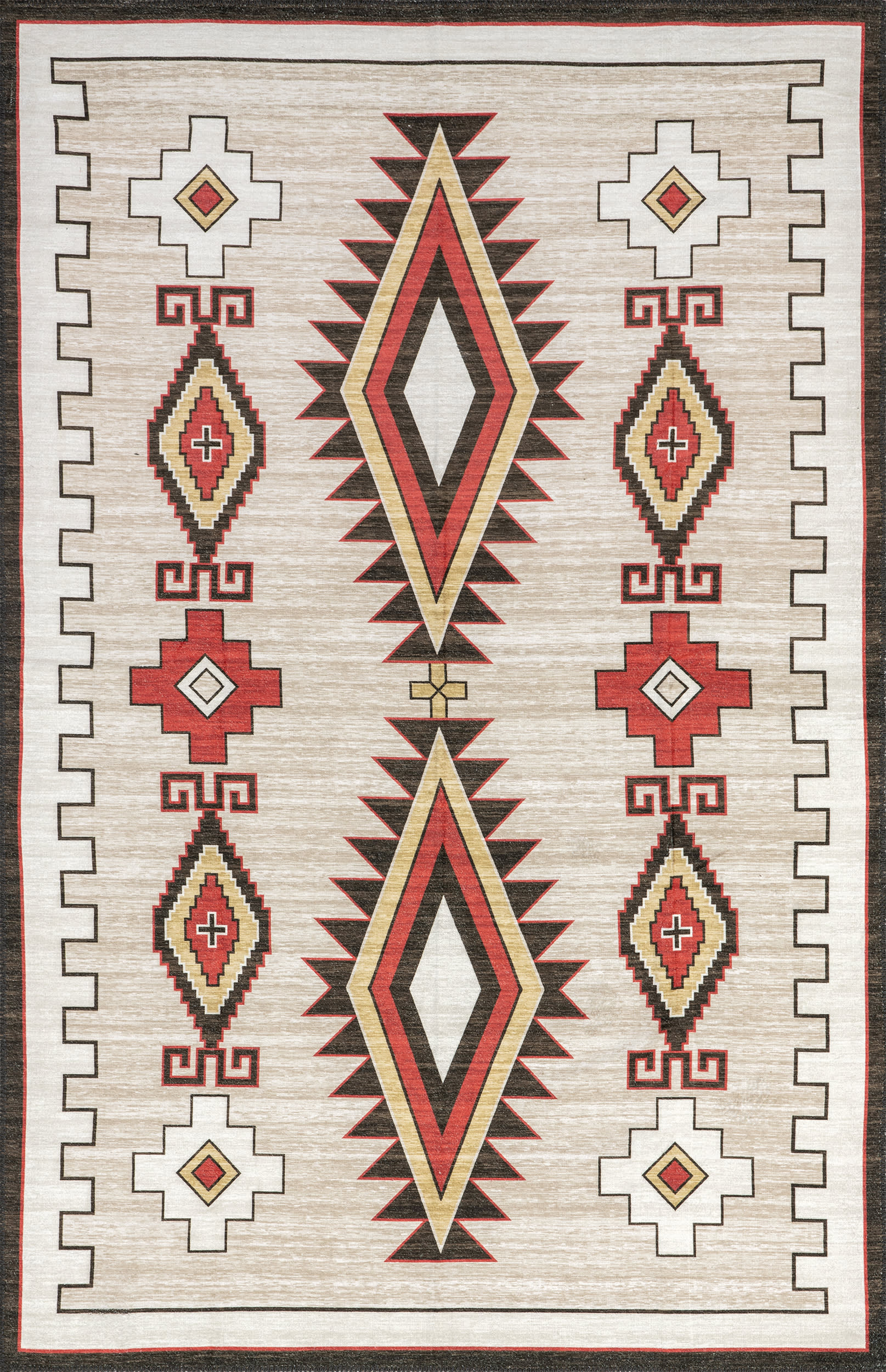Elissa Washable Bohemian Rug - Soft & Durable Ivory Area Rug for Living Room, Bedroom, or Boho Home Decor