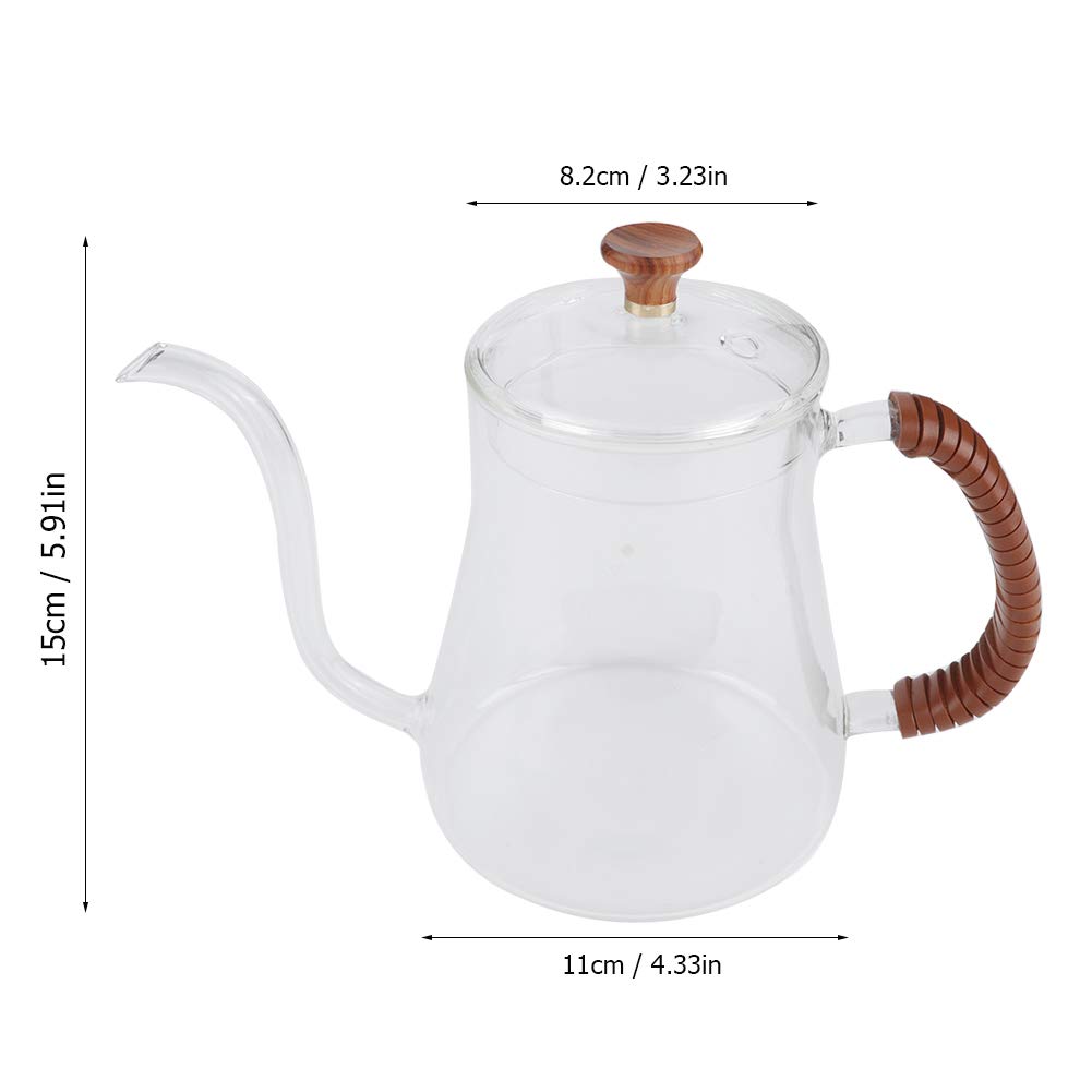 Premium 600ml Thickened Glass Gooseneck Kettle - Alvinlite Pouring Kettle for Precision Coffee Brewing, Tea Dripping & Pour Over Coffee - Ideal for Home Baristas, Coffee Shops & Tea Enthusiasts