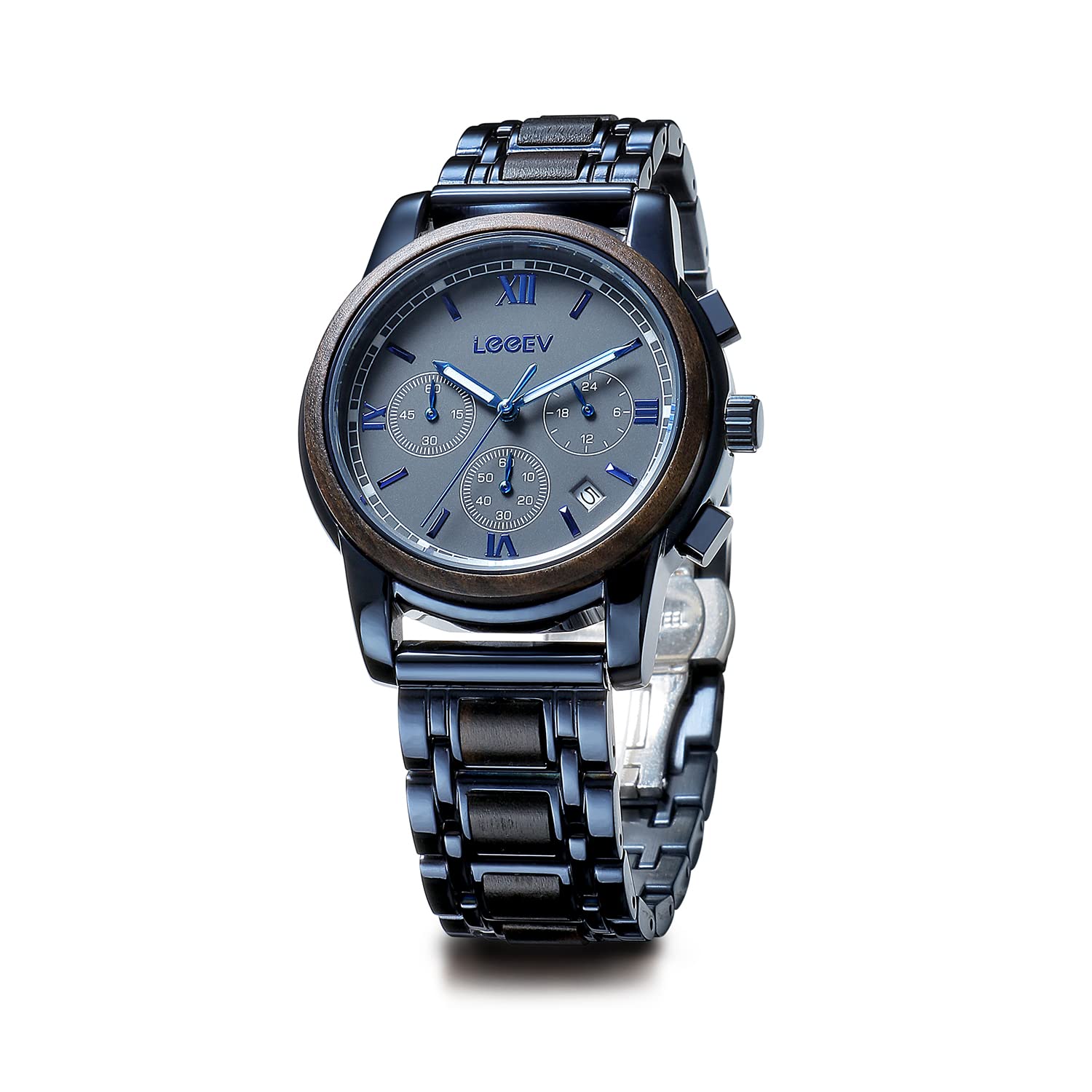 Luxury Wooden Men's Watch - Stainless Steel Chronograph Military Quartz Fashion Timepiece for Casual & Formal Wear | Perfect for Outdoor, Office & Special Occasions
