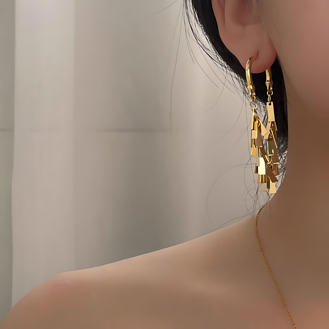 Stylish Geometric Tassel Hoop Earrings for Women | Trendy Boho Dangle Earrings | Gold & Silver Statement Jewelry | Perfect for Parties, Weddings & Everyday Wear (A7886)