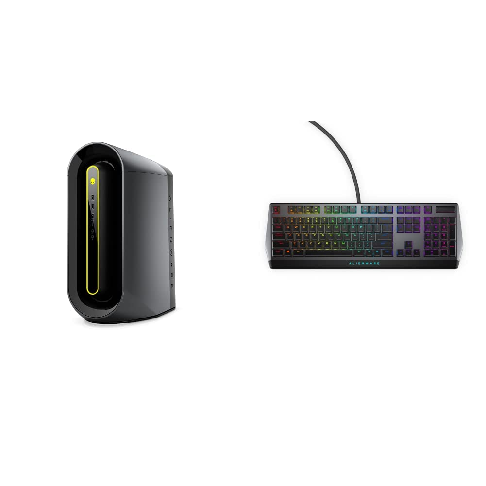 Alienware Aurora R10 Liquid Cooled Gaming PC - AMD Ryzen, RTX 3080, 32GB RAM, 1TB SSD | AW510K Low-Profile RGB Mechanical Keyboard with Cherry MX Red Switches | Perfect for Esports, Streaming & VR Gaming