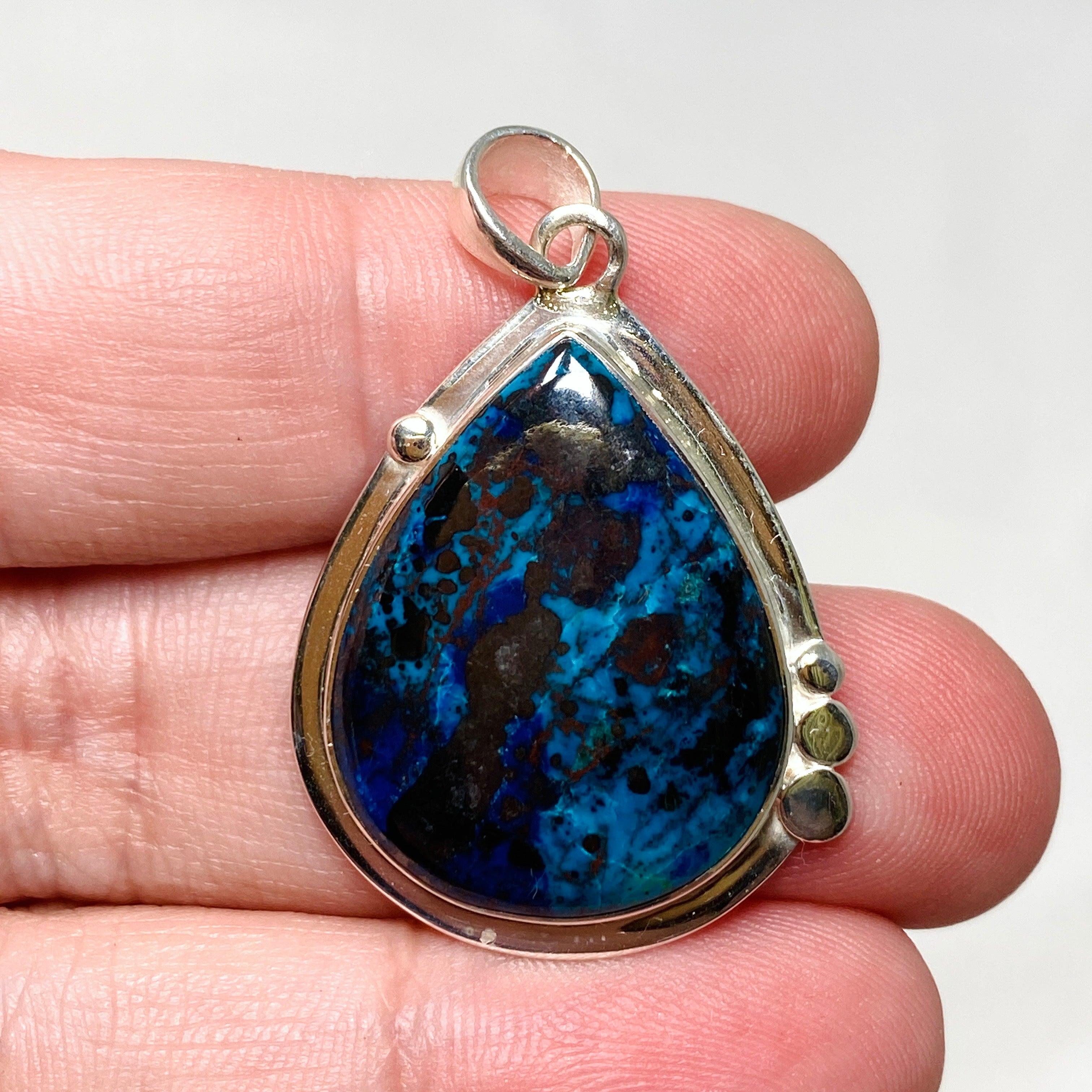 Shattuckite with Cuprite Teardrop Pendant Necklace - Handcrafted Gemstone Jewelry KPGJ4429 | Spiritual Healing, Meditation & Boho Fashion Accessory