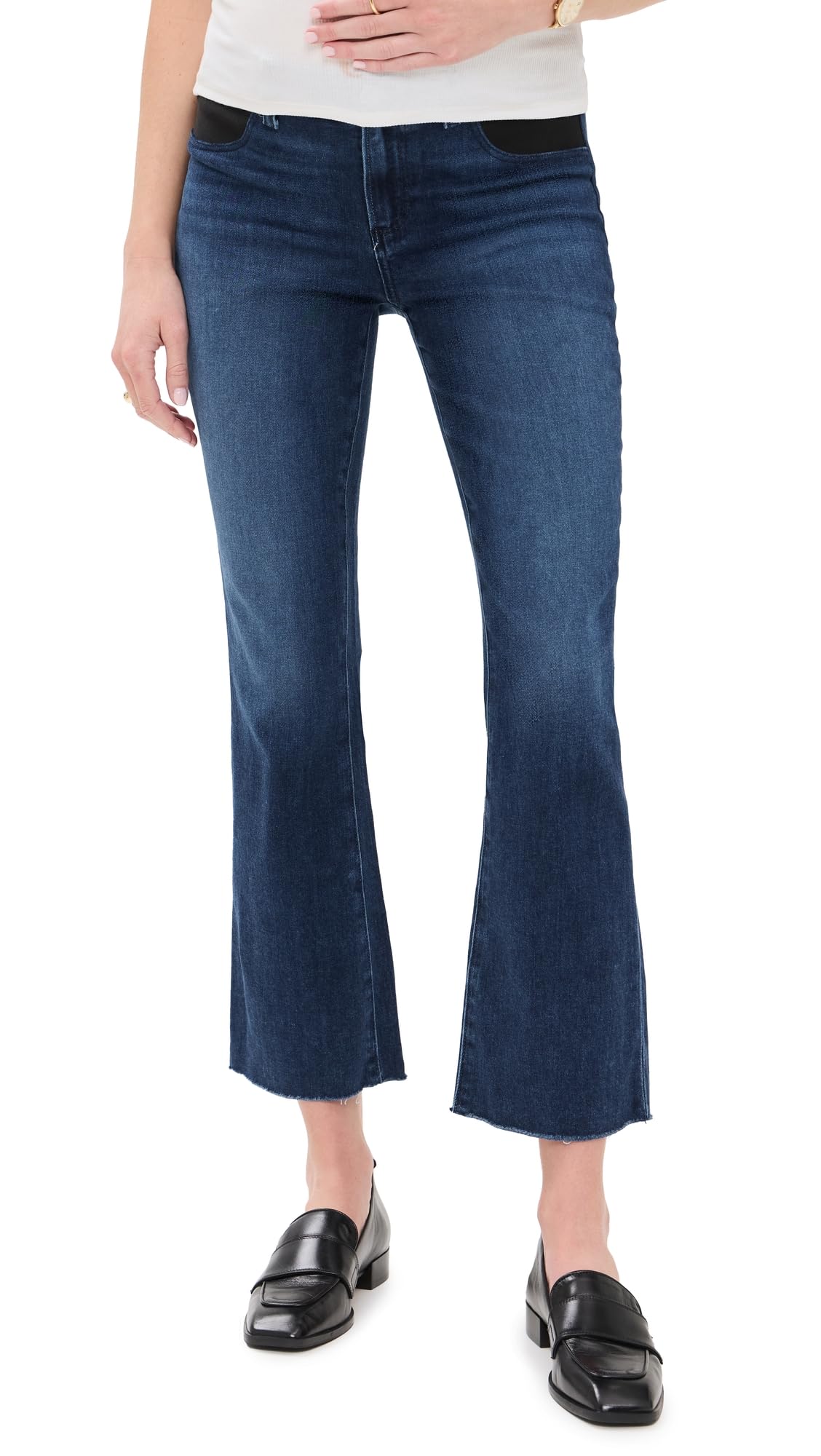 PAIGE Women's Claudine Maternity Jeans with Raw Hem - Stretch Denim Pants for Pregnant Women | Comfortable & Stylish Pregnancy Outfit for Work & Casual Wear