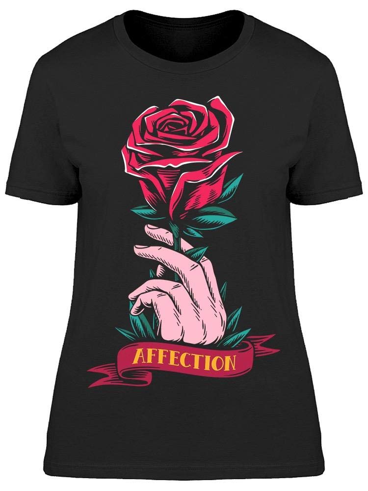 Smartprints Red Rose and Love T-Shirt for Women - Soft Cotton Casual Tee for Date Nights, Gifts & Everyday Wear