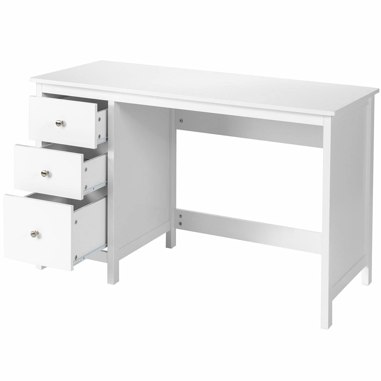 White Computer Desk with 3 Drawers - 47