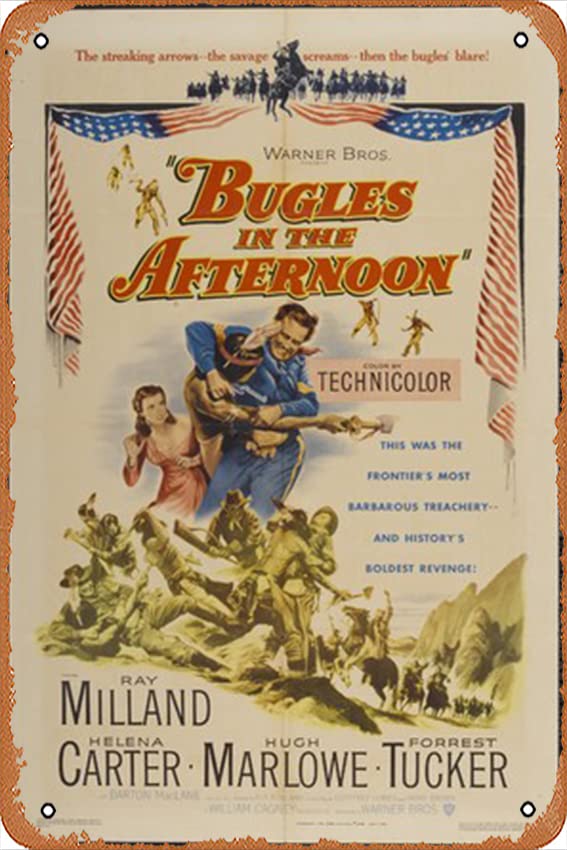 Vintage Bugles in the Afternoon Movie Poster Metal Tin Sign - 12x8 Inch Retro Wall Art for Home, Bar & Cafe Decor - Perfect for Western Themed Rooms, Man Caves & Coffee Shops