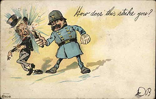 Vintage Antique Postcard - Policeman Striking Well-Dressed Man with Nightstick - Unique Collectible for History Buffs & Postcard Enthusiasts - Perfect for Home Decor, Themed Parties & Historical Displays