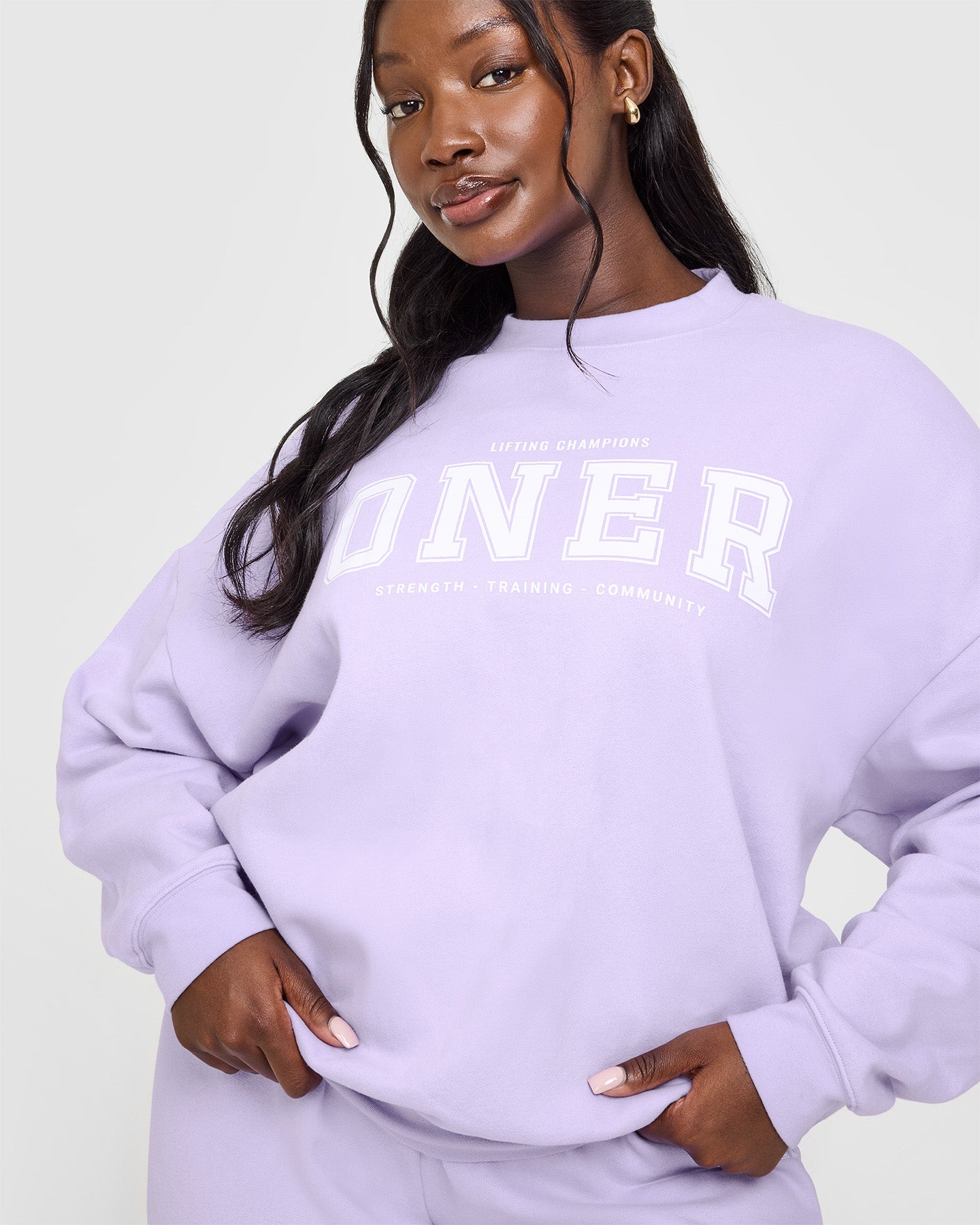 Mid Weight Sweatshirt with Printed Logo | Lavender Purple Unisex Pullover | Casual Wear, Street Style & Lounge Comfort