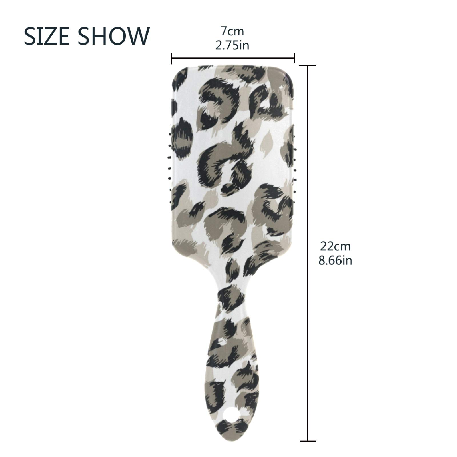 Black & Gray Leopard Detangling Hair Brush - Anti-Static Massage Comb for Women & Girls with Curly, Straight, Long or Short Hair | Perfect for Home, Travel & Salon Use