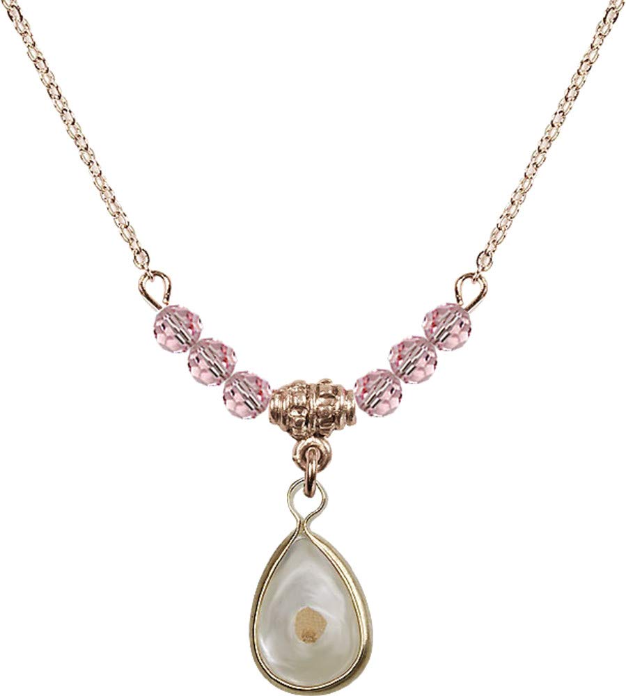 Bonyak 18K Gold Plated Hamilton Necklace with 4mm Light Rose Pink October Birthstone & Mustard Seed Beads - Elegant Layering Jewelry for Women, Perfect Gift for Birthdays, Anniversaries & Special Occasions