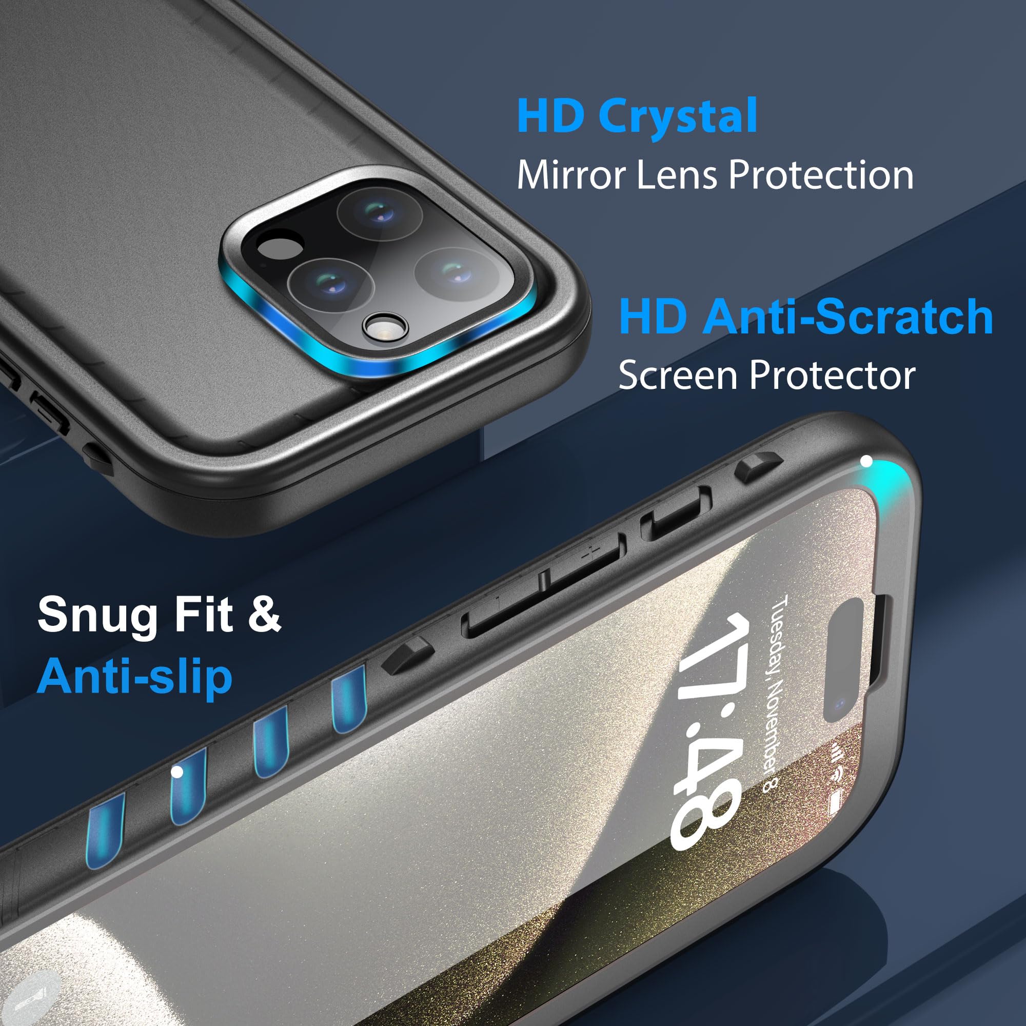 SPORTLINK Waterproof Case for iPhone 15 Pro Max - IP68 Certified Military-Grade Shockproof & Dustproof Phone Cover with Built-in Screen Protector | 360° Full Body Protection for Swimming, Hiking, Outdoor Sports & Extreme Activities