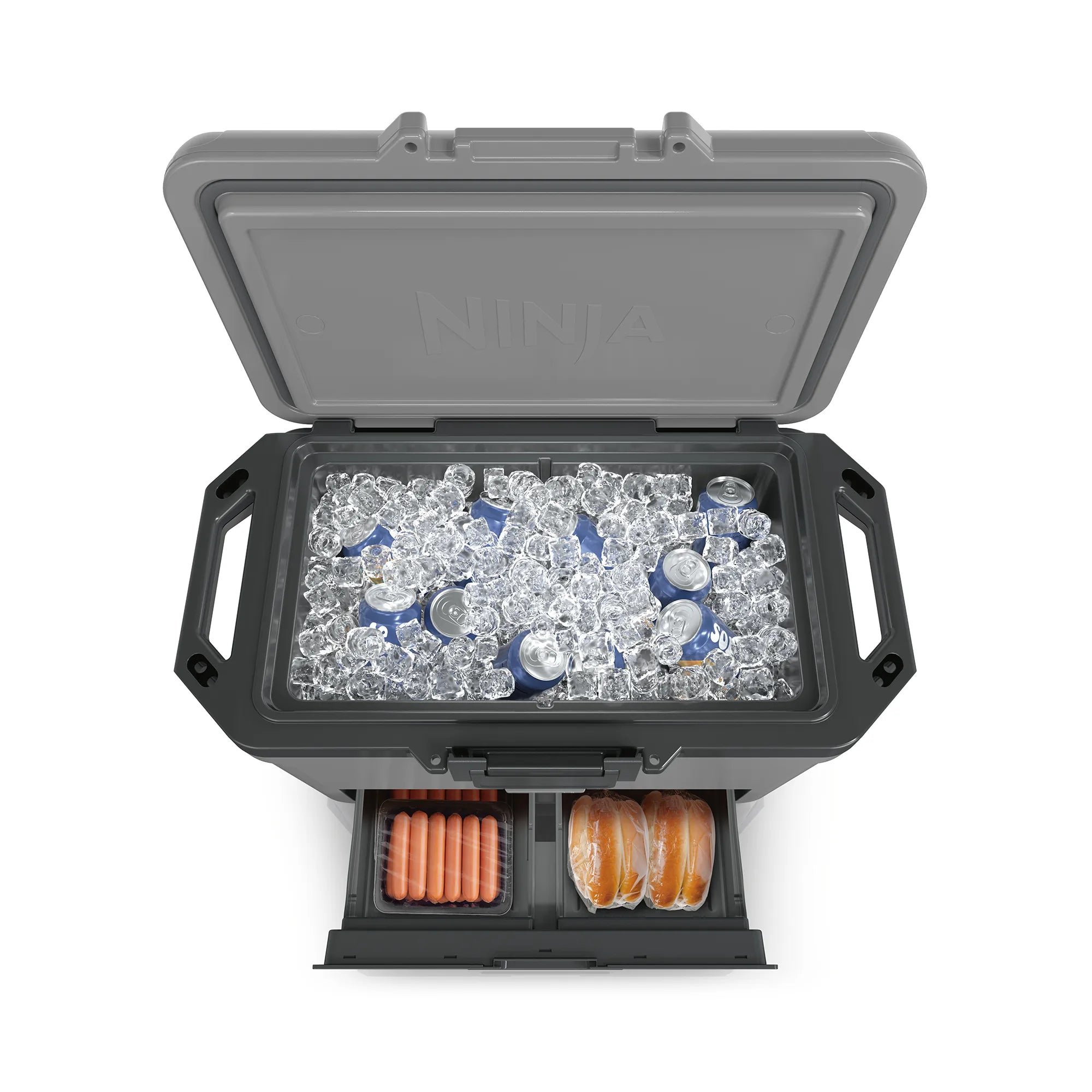 Ninja FrostVault 47L Hard Cooler with Dry Zone - Insulated Outdoor Cooler for Camping, Beach, Picnics & Tailgating - Leakproof Food Storage with Separate Dry Compartment