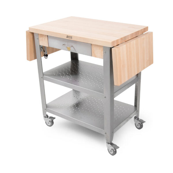 John Boos CUCE50 Cucina Elegante 50 x 20 Inch Maple Kitchen Cart with Butcher Block Top - Perfect for Food Prep, Serving & Extra Counter Space in Home Kitchens