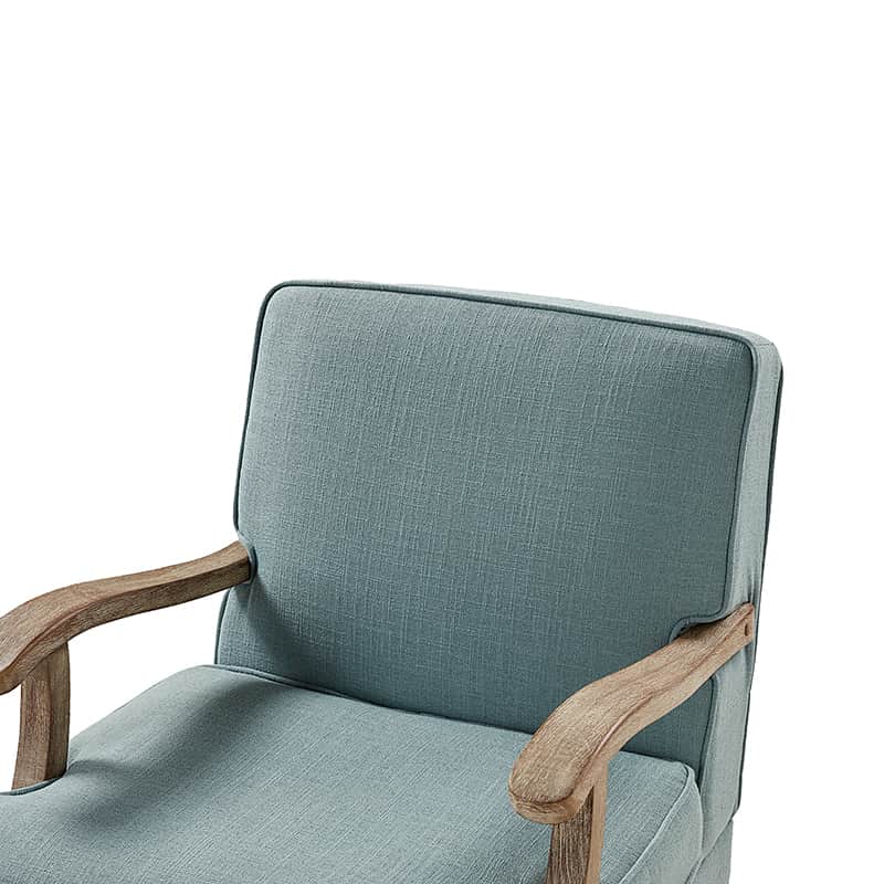 Randolph Farmhouse Upholstered Accent Chair with Wooden Legs - Comfortable Living Room Armchair for Home Decor, Reading Nook & Cozy Sitting Area (Multiple Style Options Available)