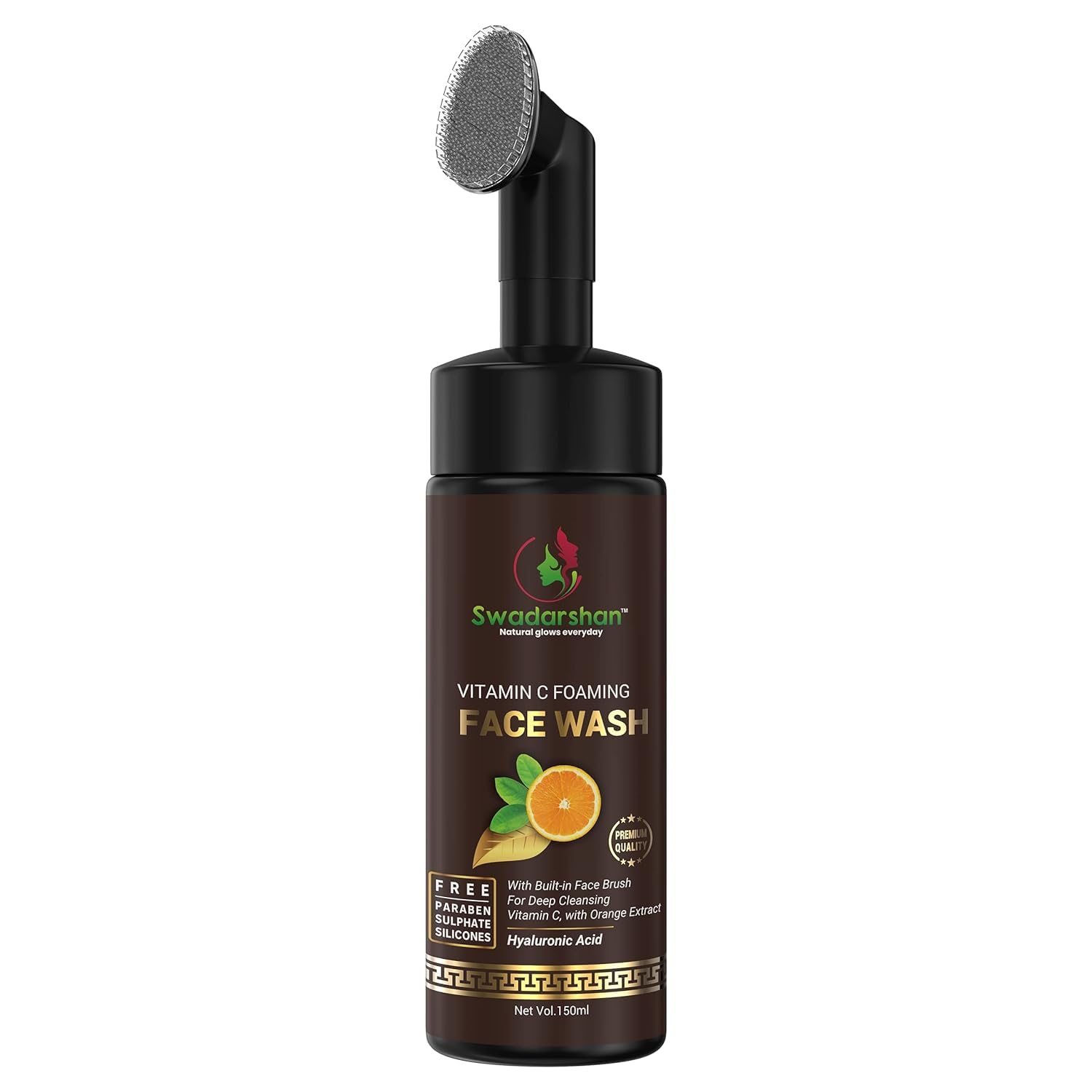 Swadarshan Vitamin C Brightening Face Wash for Glowing Skin - Paraben & Sulfate Free, Refreshing Cleanser for All Skin Types (Men & Women) - Perfect for Daily Skincare Routine & Morning Refreshment