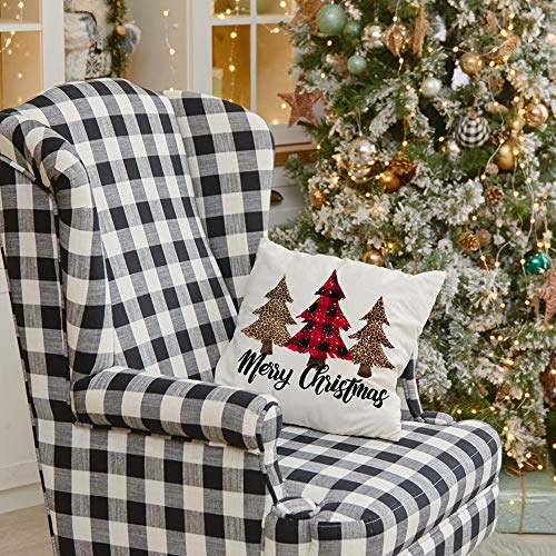 Festive Buffalo Plaid Christmas Pillow Covers Set of 4 - 18x18 Inch Holiday Decor with Santa, Truck, Tree & Gnome Designs - Perfect for Living Room Sofa, Bedroom Decor and Cozy Farmhouse Christmas Style