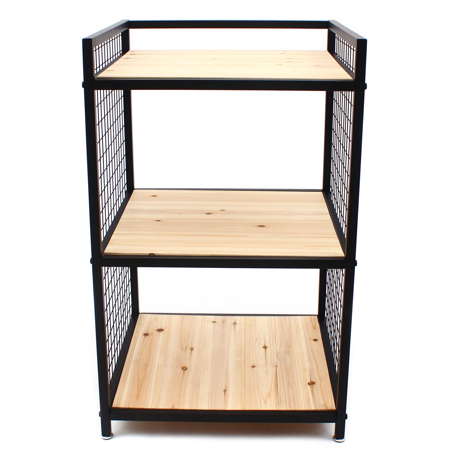 3-Tier Heavy Duty Metal Storage Shelf - Sturdy Wood & Metal Shelving Unit for Bathroom, Kitchen, Garage & Office Organization | Space-Saving Storage Solution for Home & Workspaces