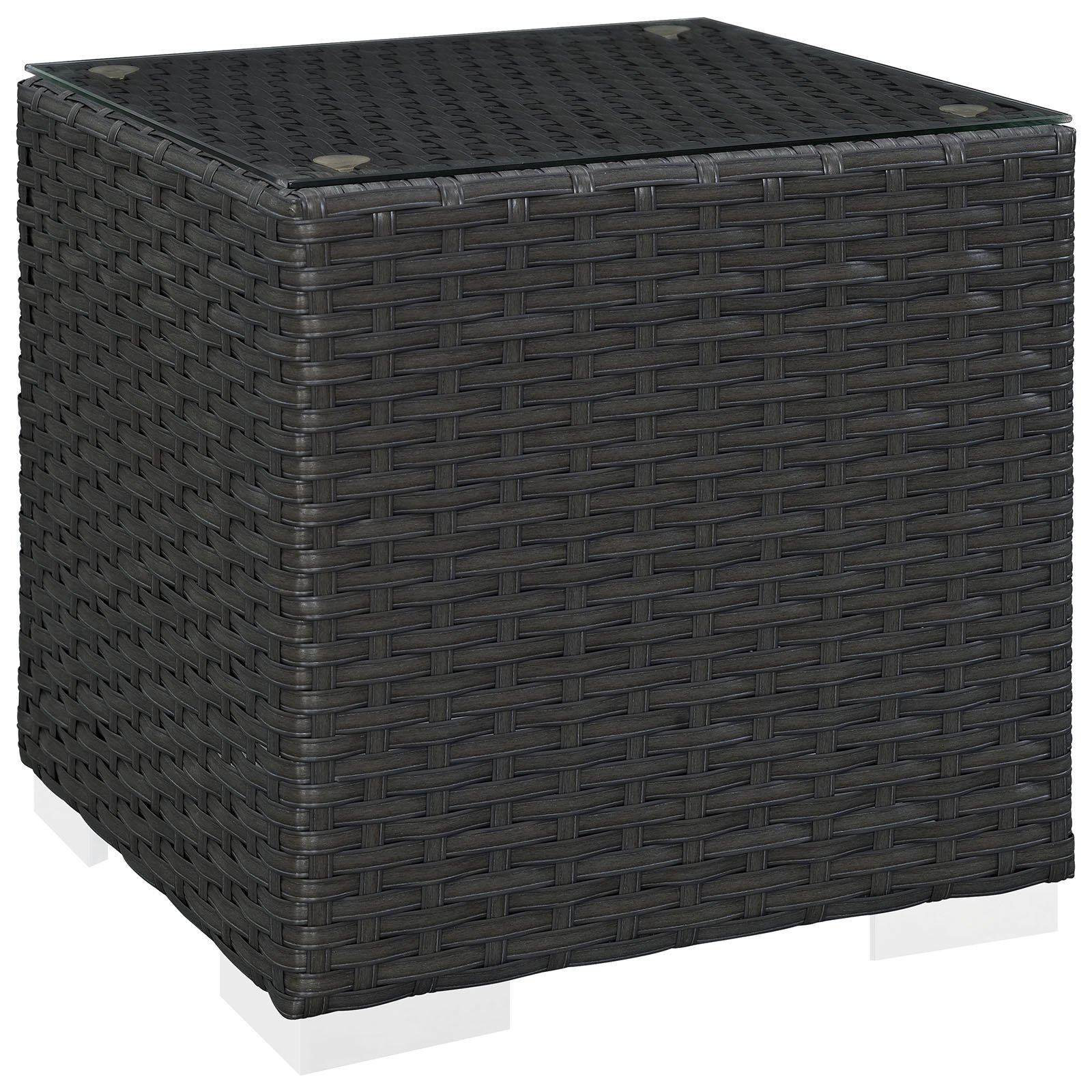 Modway Sojourn Wicker Rattan Outdoor Patio Side End Table - Chocolate Brown - Perfect for Poolside, Garden, or Balcony Decor