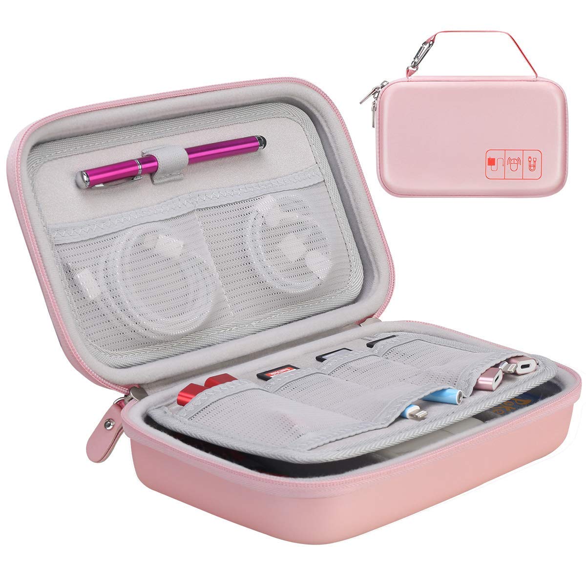 Canboc Travel Organizer for MacBook Accessories - Rose Gold | Portable Tech Bag for Chargers & Cables