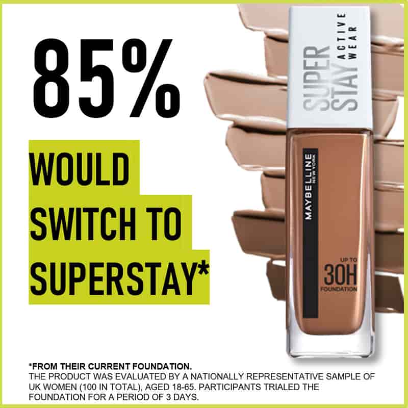 Maybelline Superstay Active Wear 30 Hour Full Coverage Long-Lasting Liquid Foundation - Oil-Free, Transfer-Proof, Sweat-Resistant for All-Day Wear at Work, Gym & Outdoor Activities