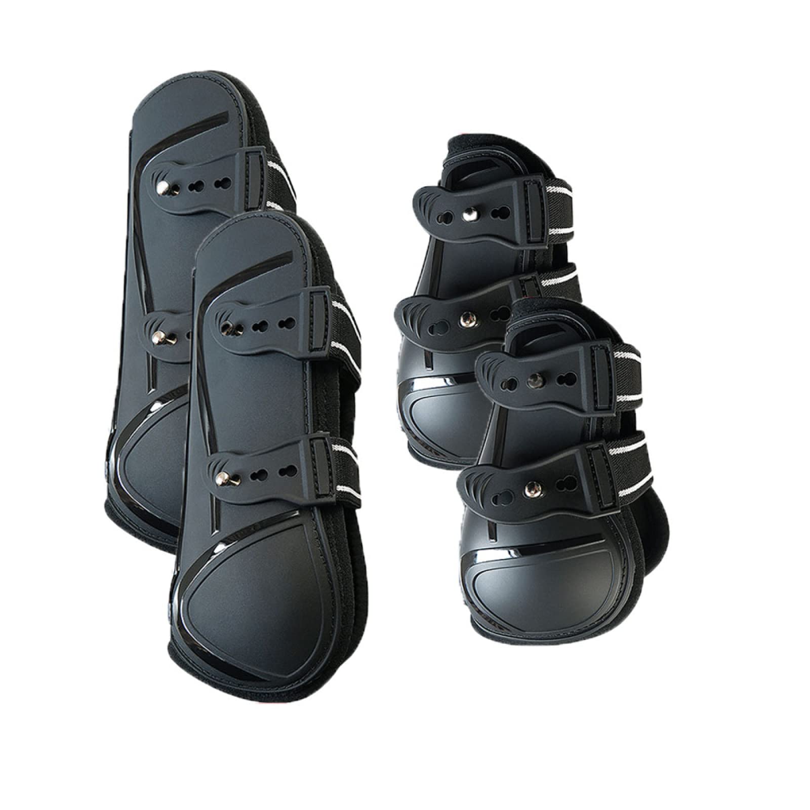 Premium Horse Tendon Boots - 4 Pack Adjustable Support Boots for Front & Back Legs | Protective Horse Paw Boots (Black) - Ideal for Riding, Training & Injury Prevention