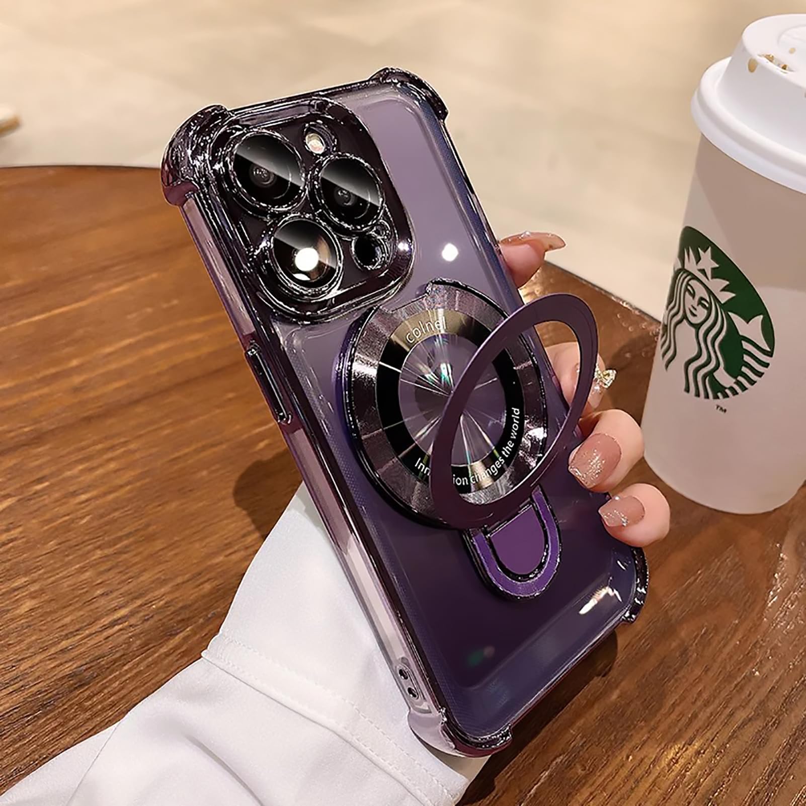 Magnetic Ring Stand Case for iPhone 14 Pro Max - Military Grade Shockproof, Slim Design, MagSafe Compatible, Purple | Perfect for Work, Travel & Everyday Protection