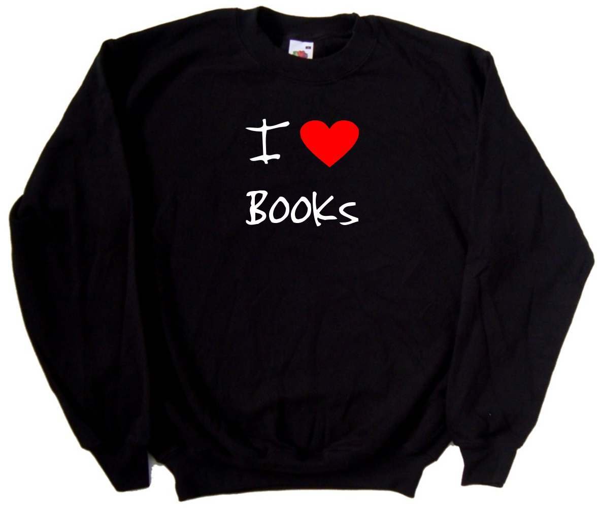 I Love Heart Books Black Sweatshirt - Cozy Pullover Hoodie for Book Lovers & Reading Enthusiasts - Perfect for Library Visits, Coffee Shops & Casual Outings