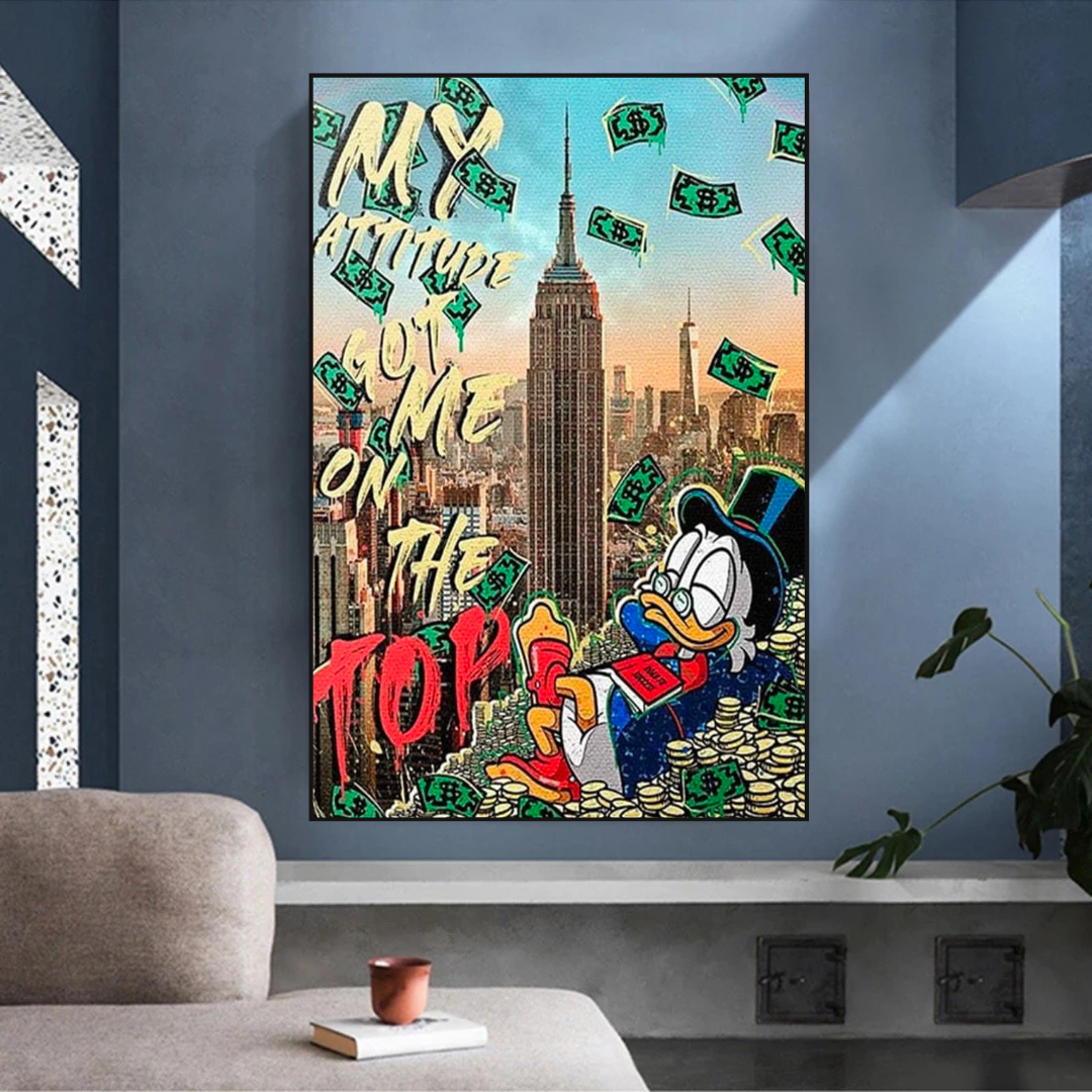 Uncle Scrooge McDuck Canvas Wall Art - Disney Duck Cartoon Painting - Perfect for Bedroom, Living Room & Office Decor
