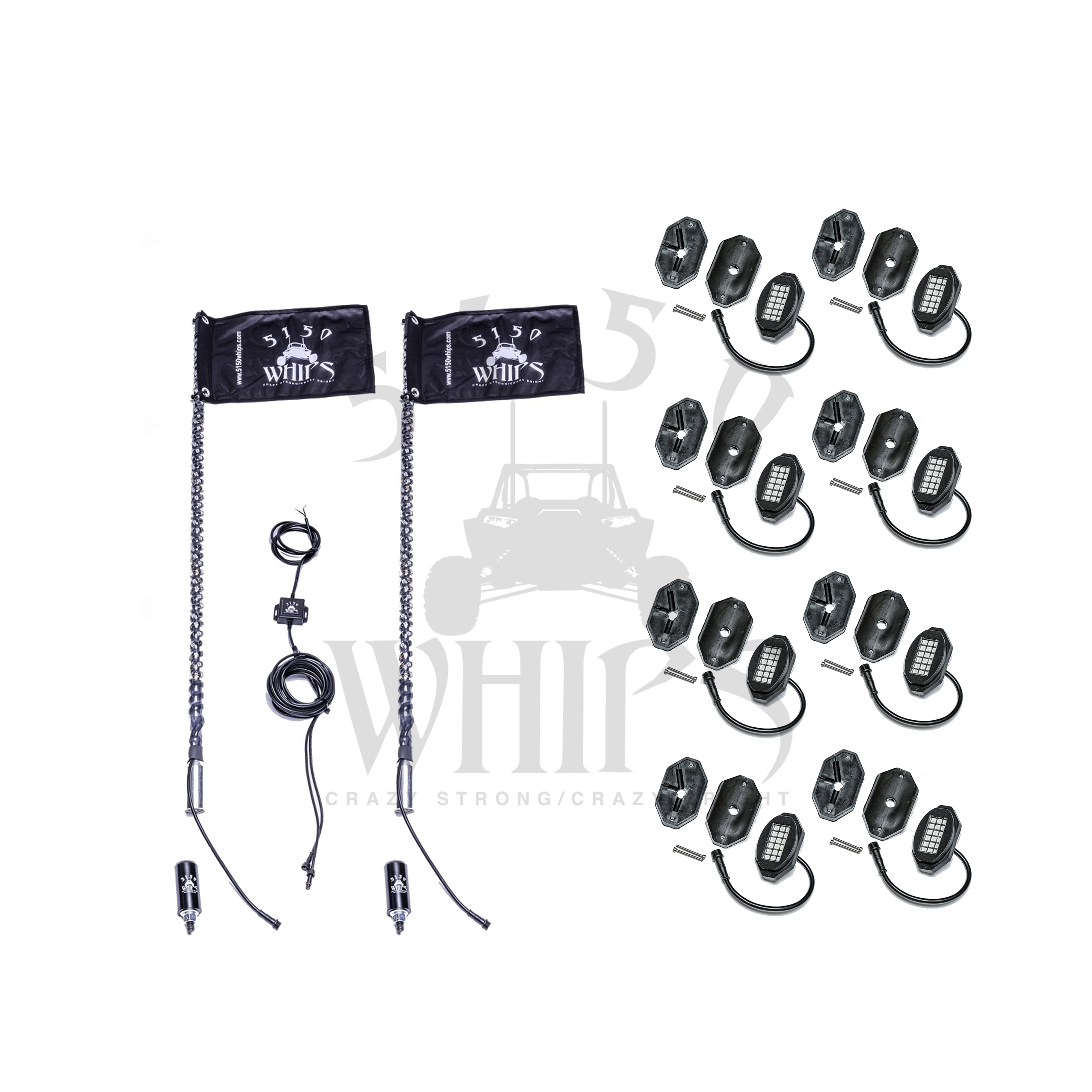 187 Whips and Rock Light Combo Kit - LED Off-Road Lighting for Trucks & ATVs - Perfect for Night Off-Roading, Camping & Emergency Use