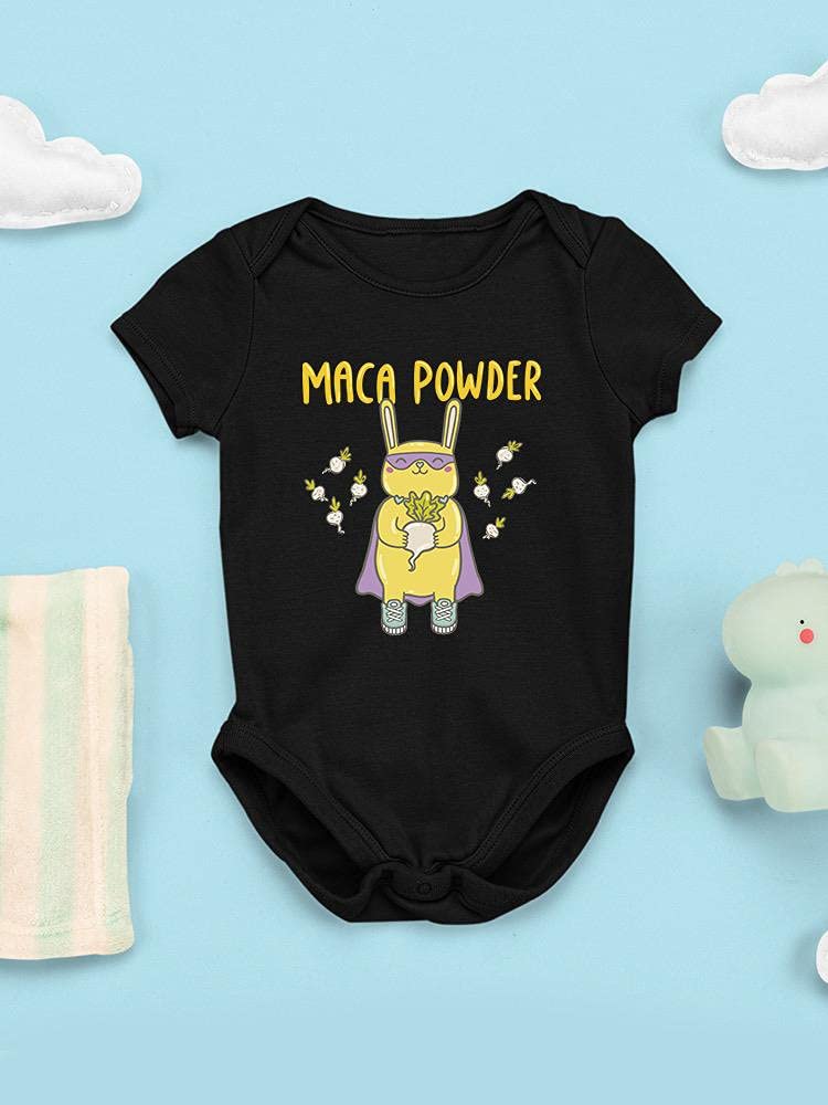 Organic Maca Powder Bunny Bodysuit for Babies - Soft Cotton Infant Onesie with Cute Bunny Print - Perfect for Newborn Photoshoots, Baby Showers & Everyday Comfort