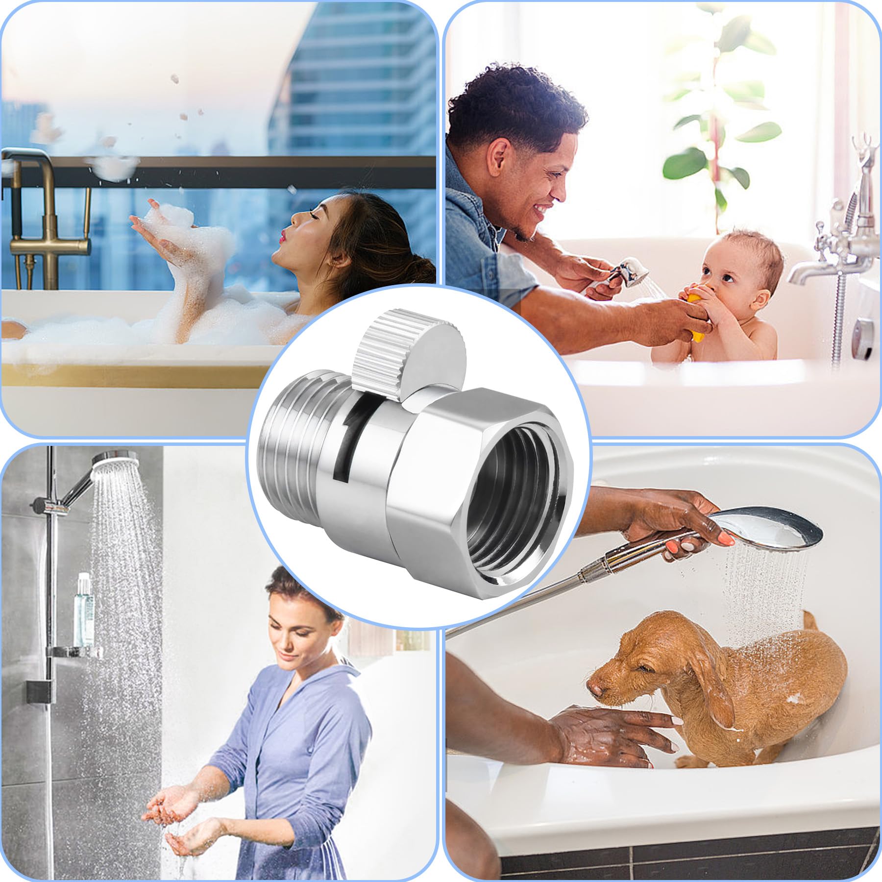 Worldwhere Shower Flow Control Valve - Brass Shut Off Valve for Hand Shower or Fixed Shower Head, G1/2
