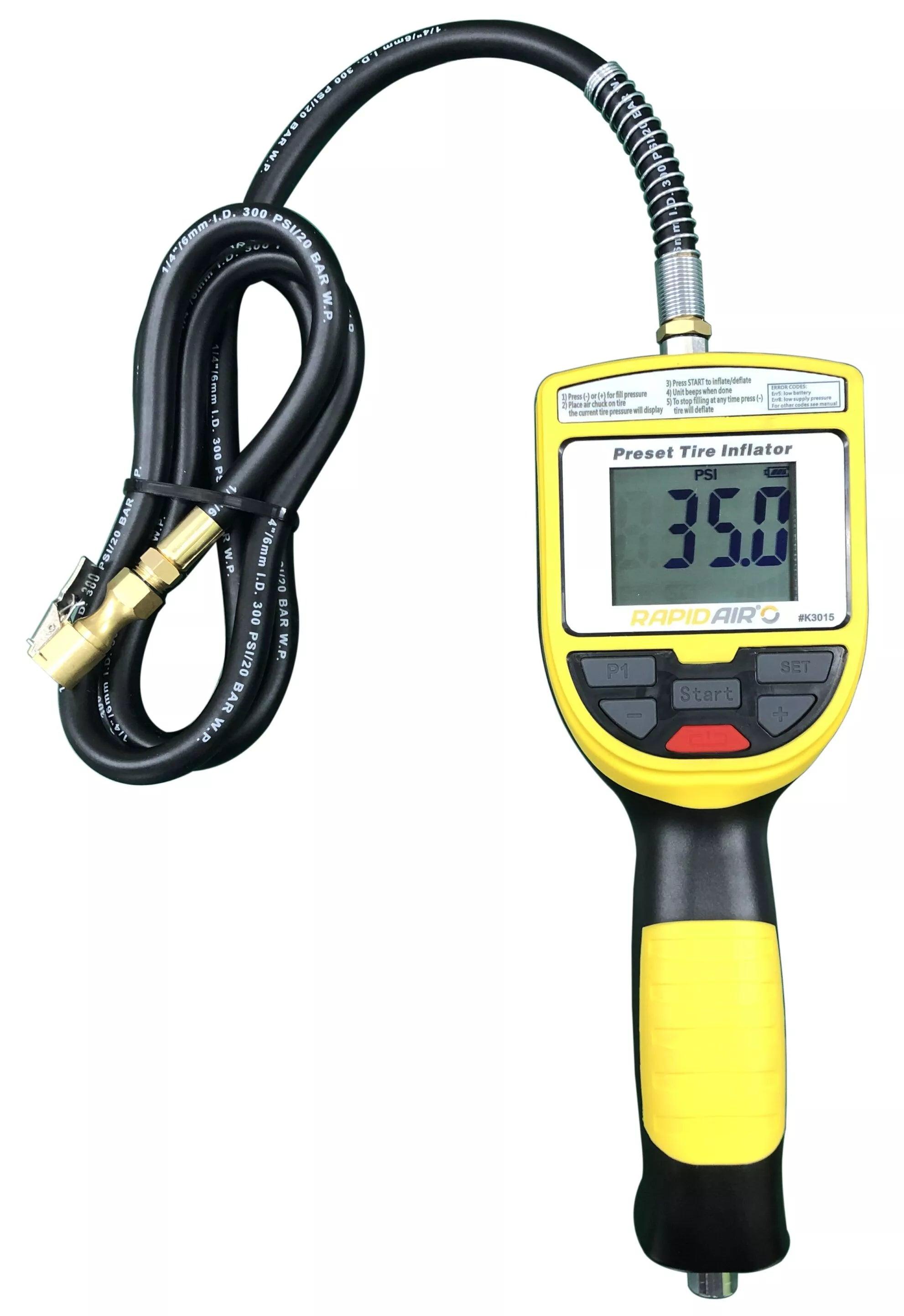 RAPIDAIR Automatic Shutoff Tire Inflator - Portable Air Compressor for Cars, Bikes & Motorcycles - Quick & Easy Inflation for Home & Roadside Emergencies