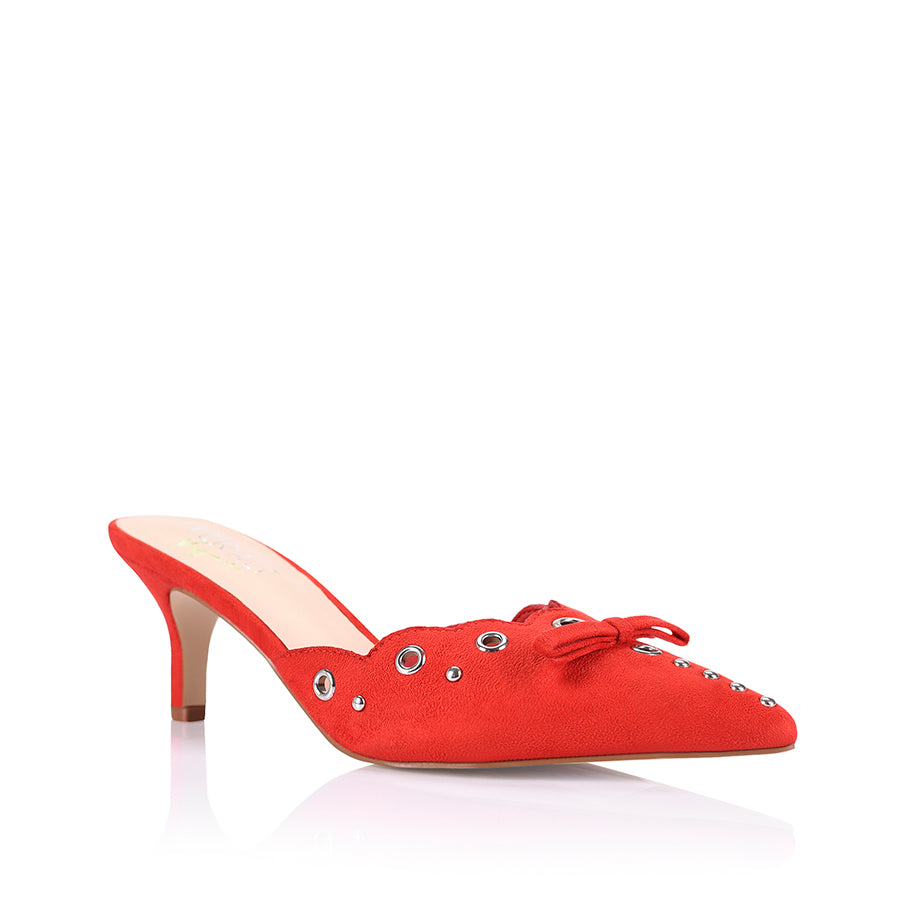Ziggy Pointed Toe Kitten Heels for Women - Stylish Red Micro Heel Pumps for Office, Party & Evening Wear