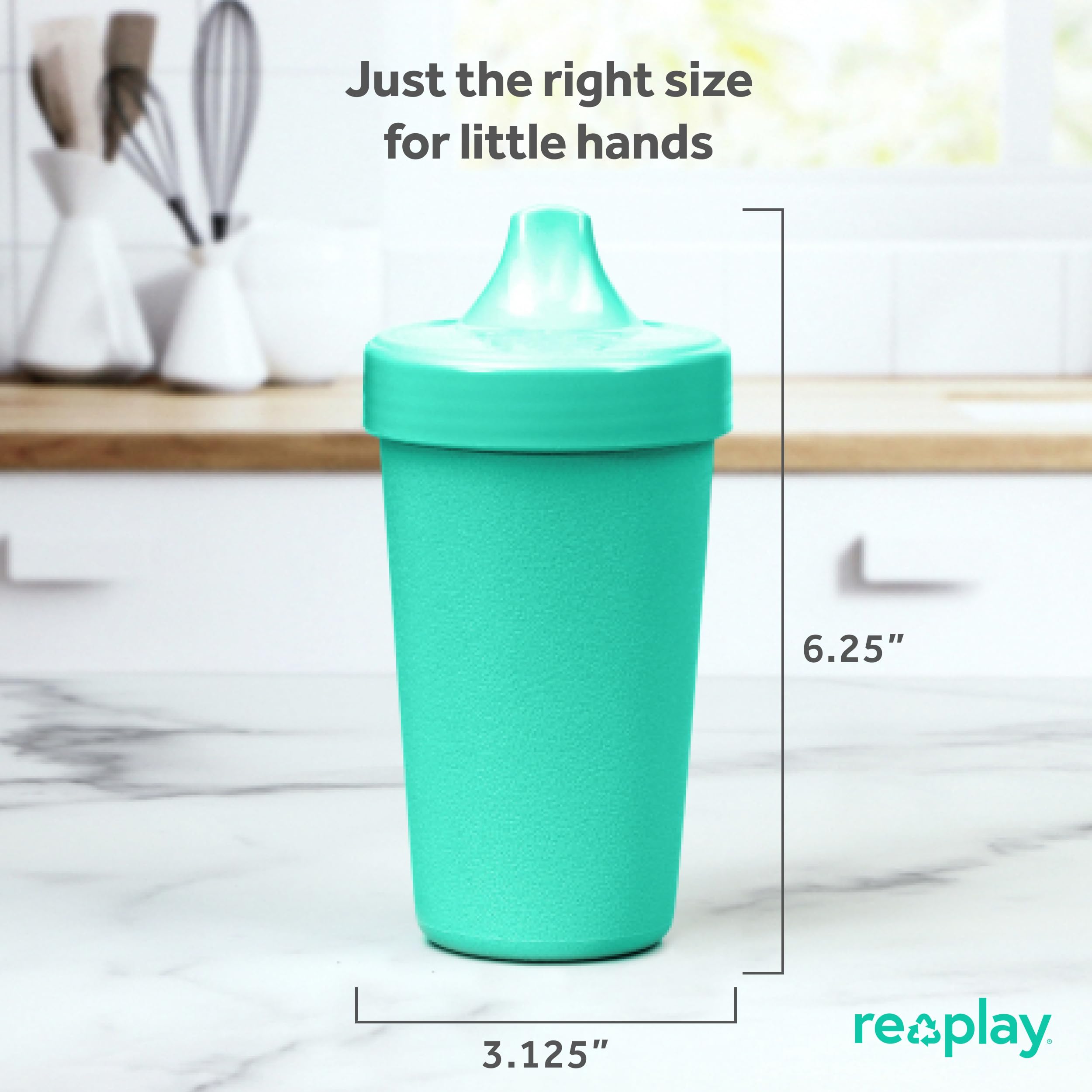 Re-Play USA Made 2-Pack Toddler Sippy Cups 10oz - BPA-Free Spill-Proof Kids Drinking Cups with Hard Spout - Dishwasher & Microwave Safe (3.13