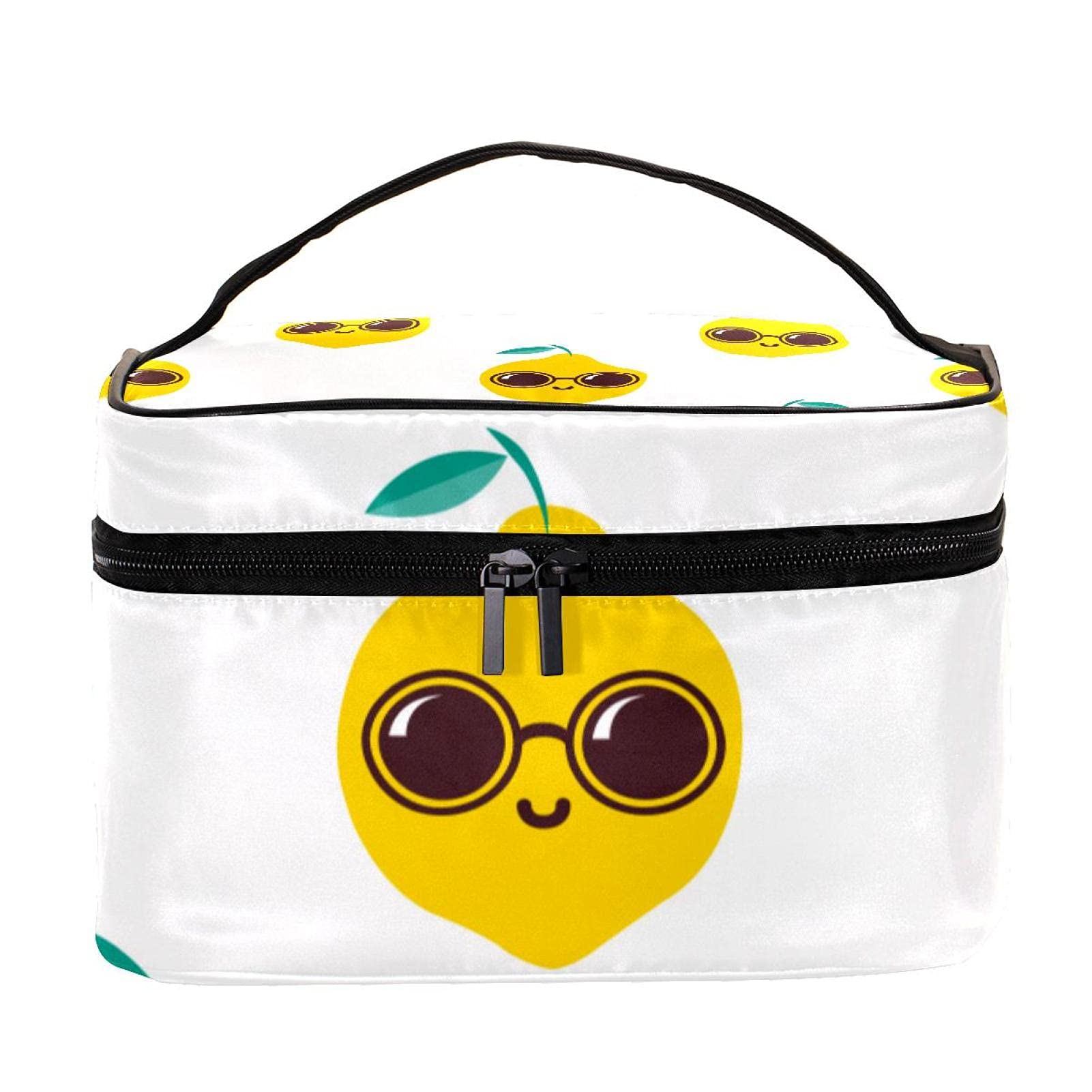Stylish Large Lemon Print Travel Makeup Bag - Waterproof Cosmetic Organizer with Zipper for Women & Girls - Perfect for Gym, Vacation & Daily Essentials Storage