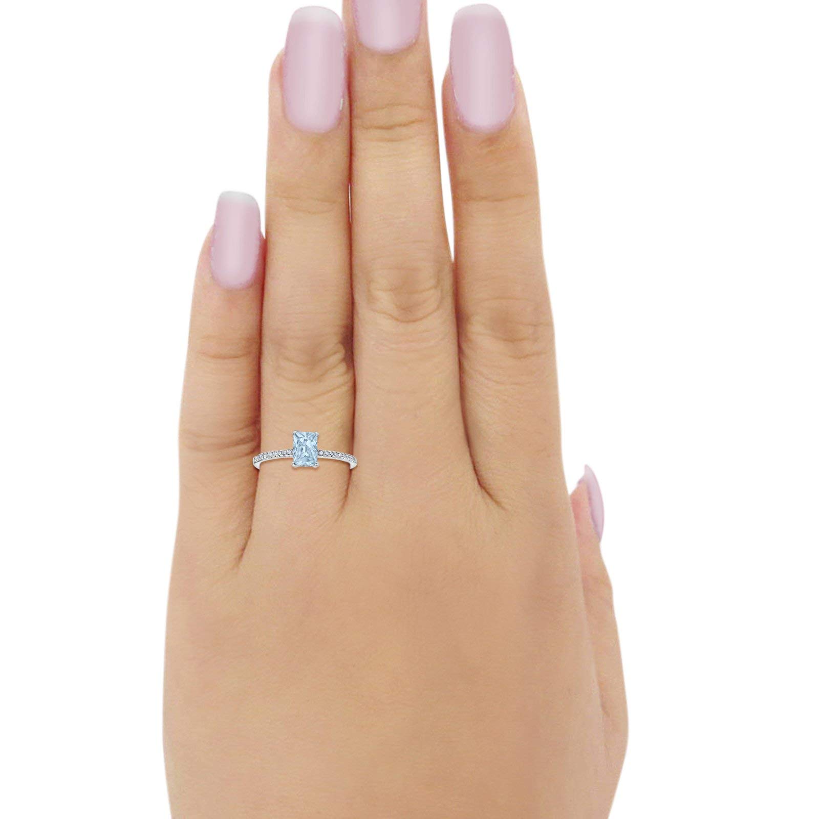 Blue Apple Co. Art Deco Radiant Cut Wedding Engagement Ring - 925 Sterling Silver Round Cubic Zirconia for Women - Perfect for Proposals, Anniversaries & Special Occasions