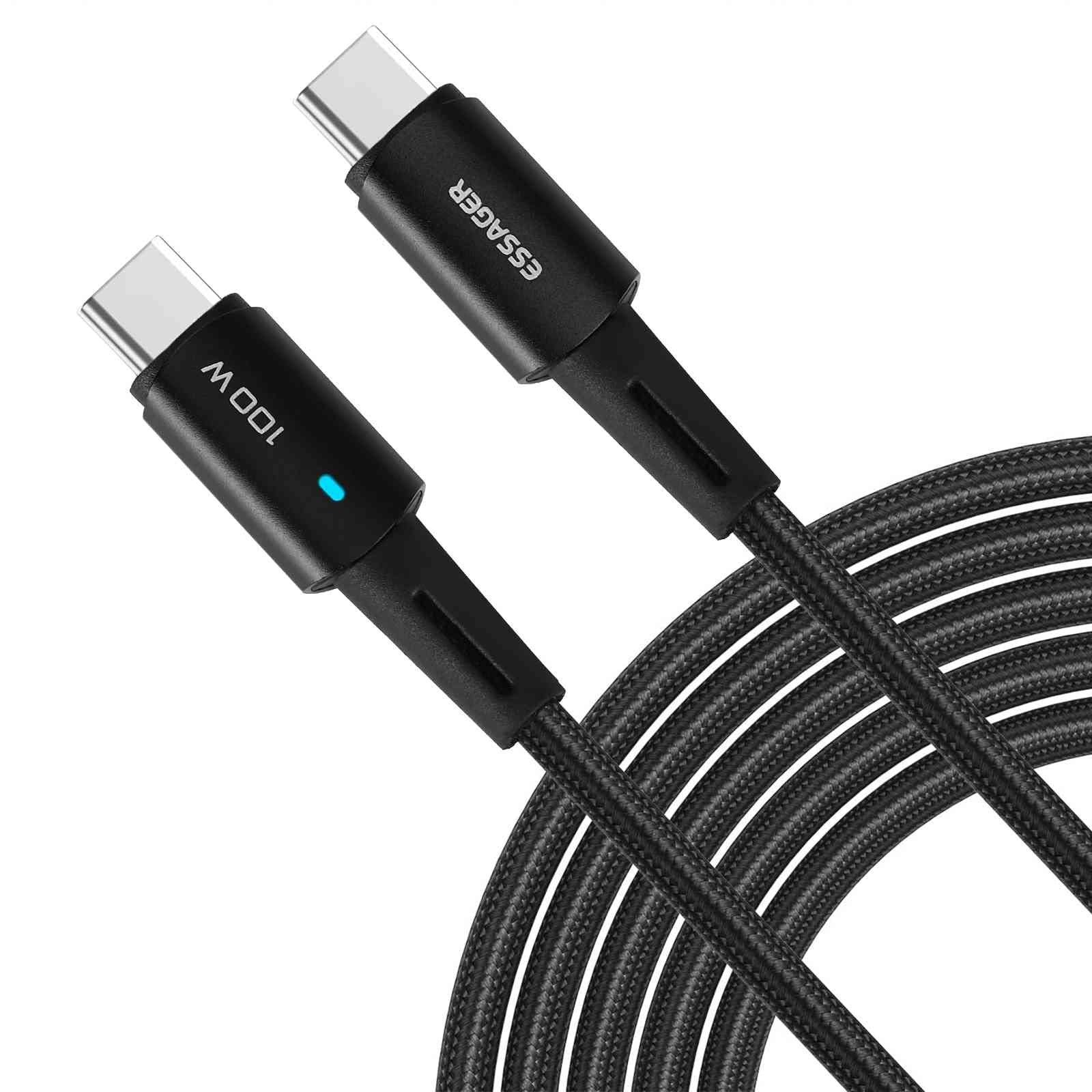 Premium 100W USB C to USB C Fast Charging Cable 1.65ft - High Speed USB 2.0 Type C Charger Cord for Doogee S89, iPad Pro 2020, iPad Air 4, Samsung Galaxy S21, Google Pixel, Nintendo Switch, LG Phones - Durable & Tangle-Free (Black) | Perfect for Travel, Office & Home Charging