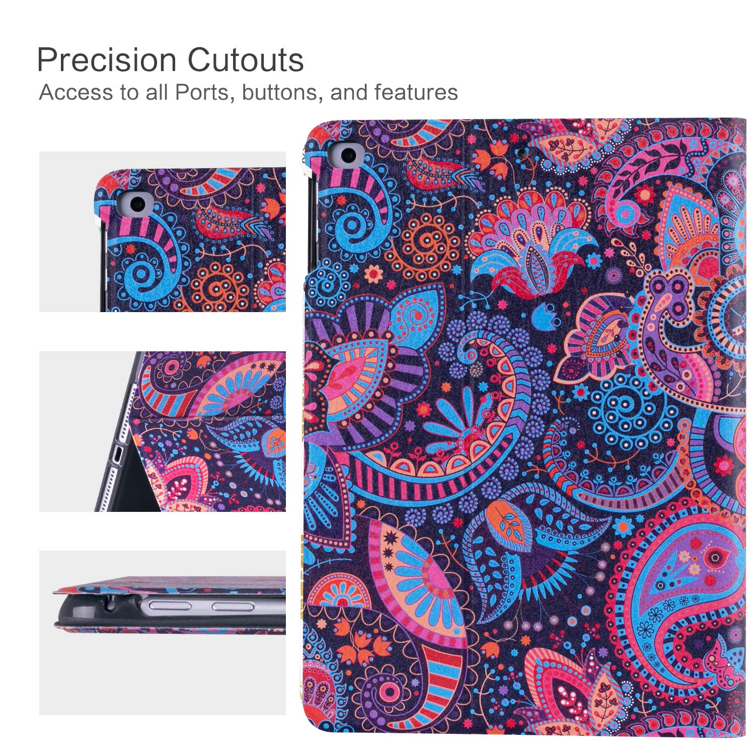 Premium Leather iPad Case for iPad 9.7 inch (2017/2018) & iPad Air 1/2 - Hard Shell Protective Cover with Auto Wake/Sleep for iPad 6th/5th Generation - Perfect for Work, Travel & Home Use