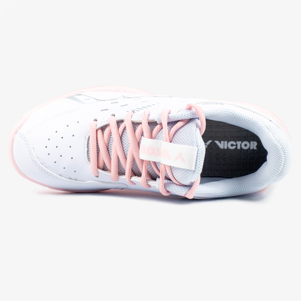 Victor P8500CLSF AI Wide Shoe for Women - Comfortable Athletic Sneakers in Bright White & Baby Pink | Perfect for Running, Walking & Gym Workouts