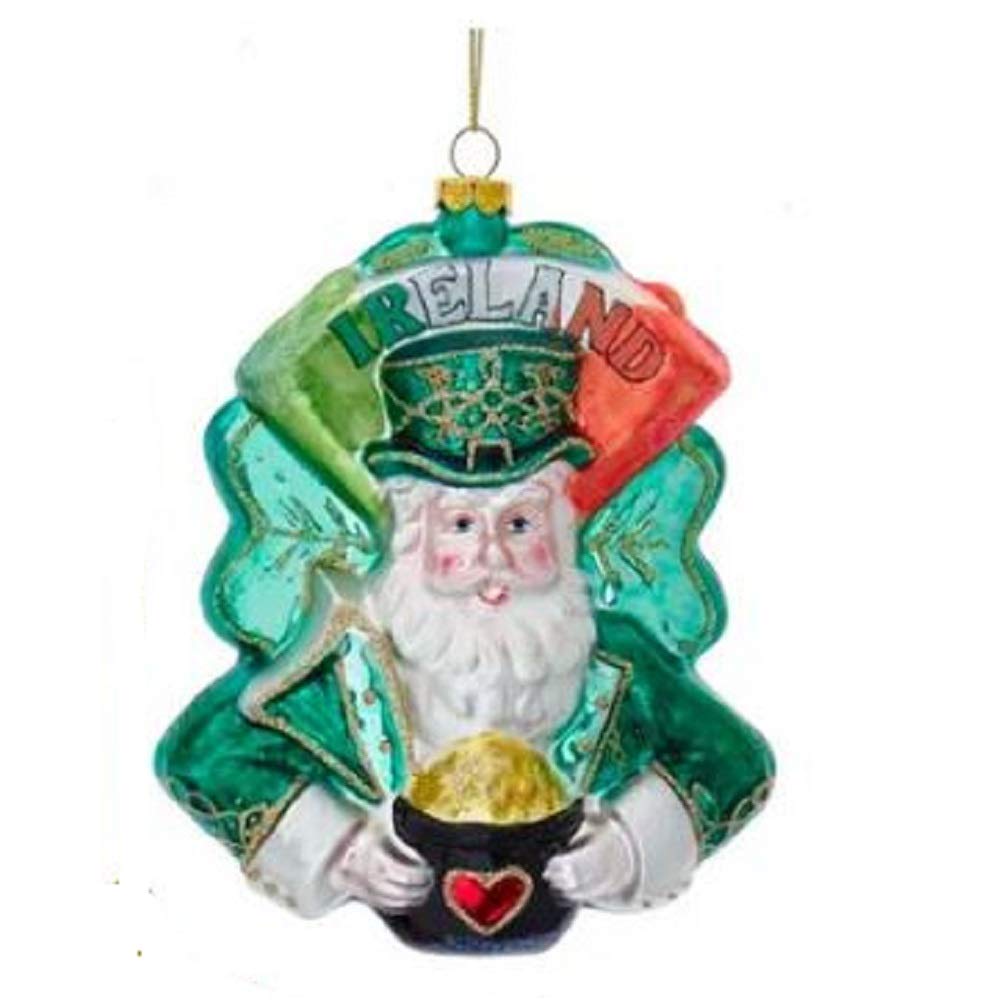 Irish Santa Claus Glass Christmas Tree Ornament - Handmade in Ireland - Perfect for Holiday Decor, Gift Giving & Christmas Tree Decoration