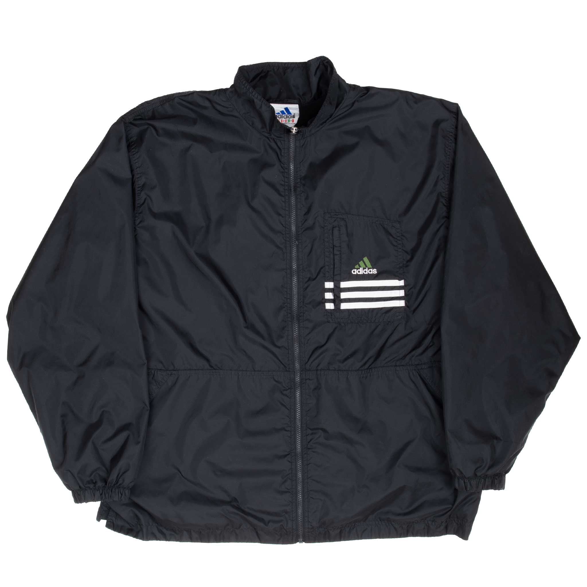 Vintage Adidas Black Windbreaker Jacket 1990s Men's 2XL - Retro Athletic Outerwear for Running, Hiking & Casual Street Style