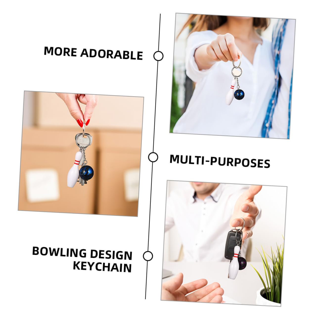 COOLHIYA 8pcs Bowling Keychain Set - Cute Mini Bowling Party Decorations, Sports Themed Keychains for Bowling Enthusiasts - Perfect for Gifts, Party Favors, and Bag Accessories