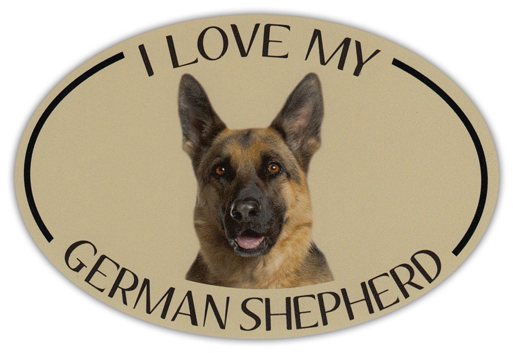 German Shepherd Car Magnet - Oval Dog Breed Bumper Sticker for Pets Lovers