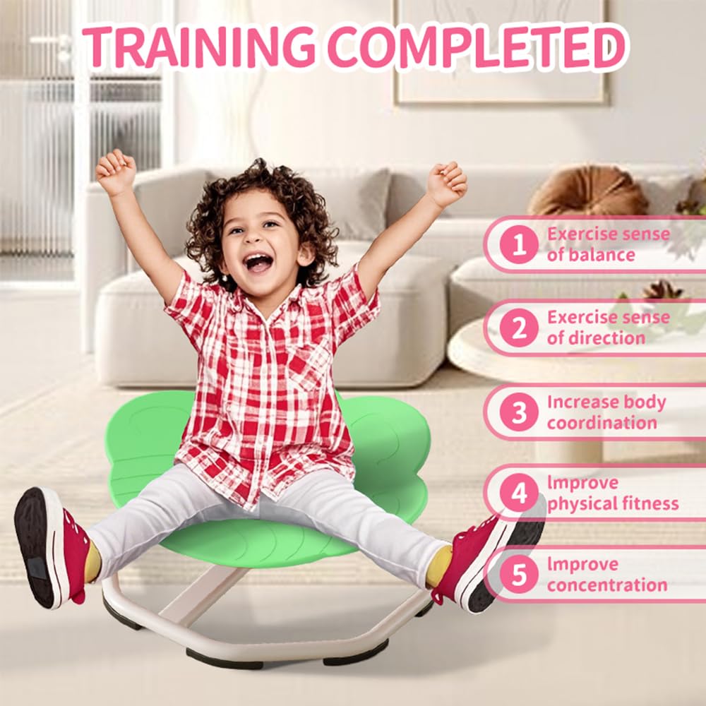 Sensory Spinning Chair for Kids with Autism - Sit and Spin Toy for Ages 3+ - Motor Skills Development Swivel Chair - Indoor Sensory Play Equipment (Green) - Perfect for Therapy, Classroom & Home Playrooms