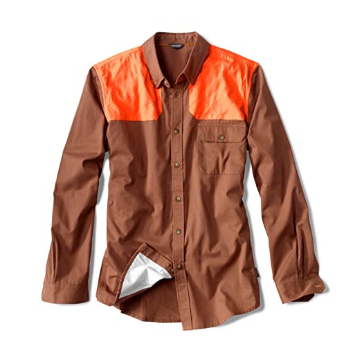Orvis Men’s Midweight Shooting Shirt - Long Sleeve Button Down Shirt with Ambidextrous Quilted Shooting Patches for Hunting, Outdoor & Casual Wear