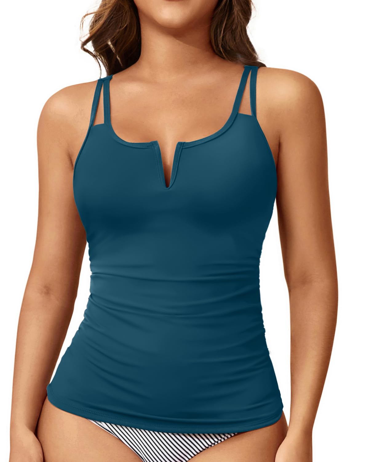 Women's Tummy Control Tankini Swim Top - Ruched Modest Bathing Suit Top for Women 2025 | Perfect for Beach Vacations, Pool Parties & Summer Getaways