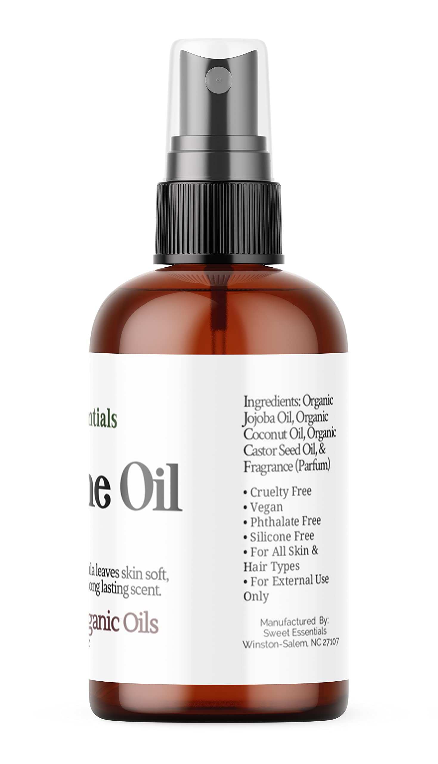 Sweet Essentials Floral Musk Perfume Oil - Organic, Alcohol-Free, Silicone-Free & Preservative-Free Fragrance for Hair & Body (4 fl oz Spray) - Perfect for Daily Wear, Date Nights & Special Occasions